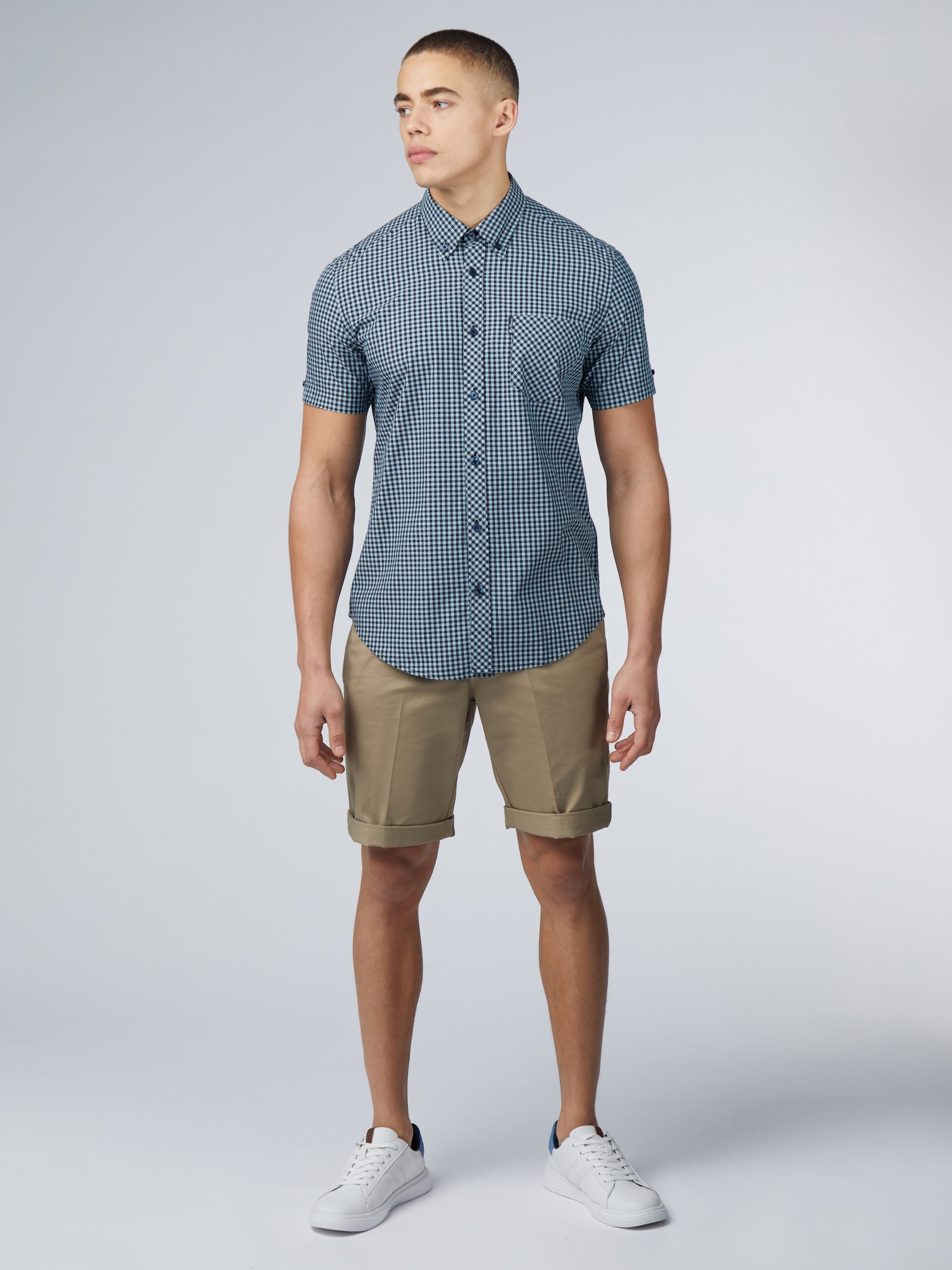 Signature Short Sleeve Gingham Shirt - Petrol