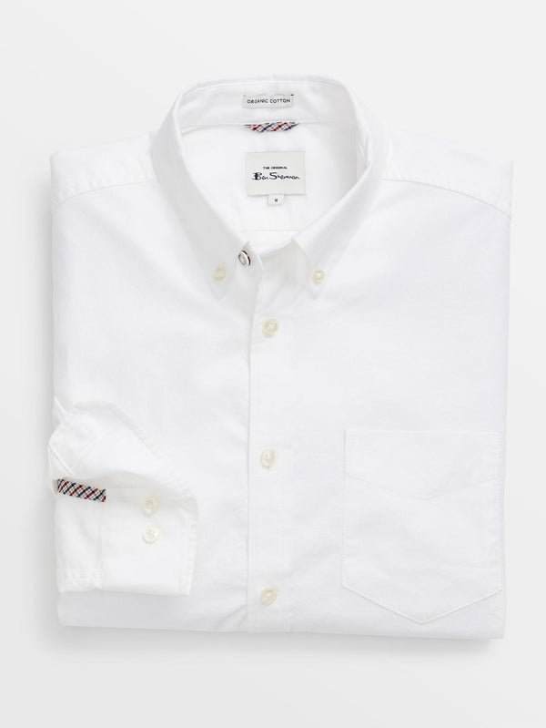 Signature Organic Long-Sleeve Oxford Shirt - White - Ben Sherman