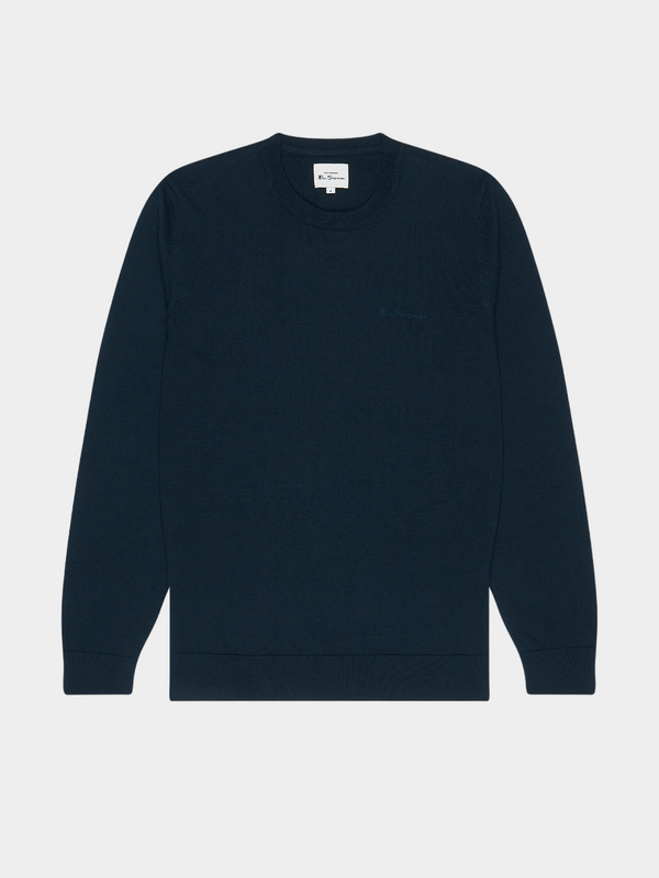 Signature Knit Crewneck Sweater - Navy - Ben Sherman