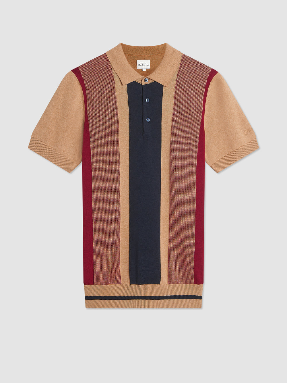 Vertical Stripe Knit Polo - Stone - Ben Sherman