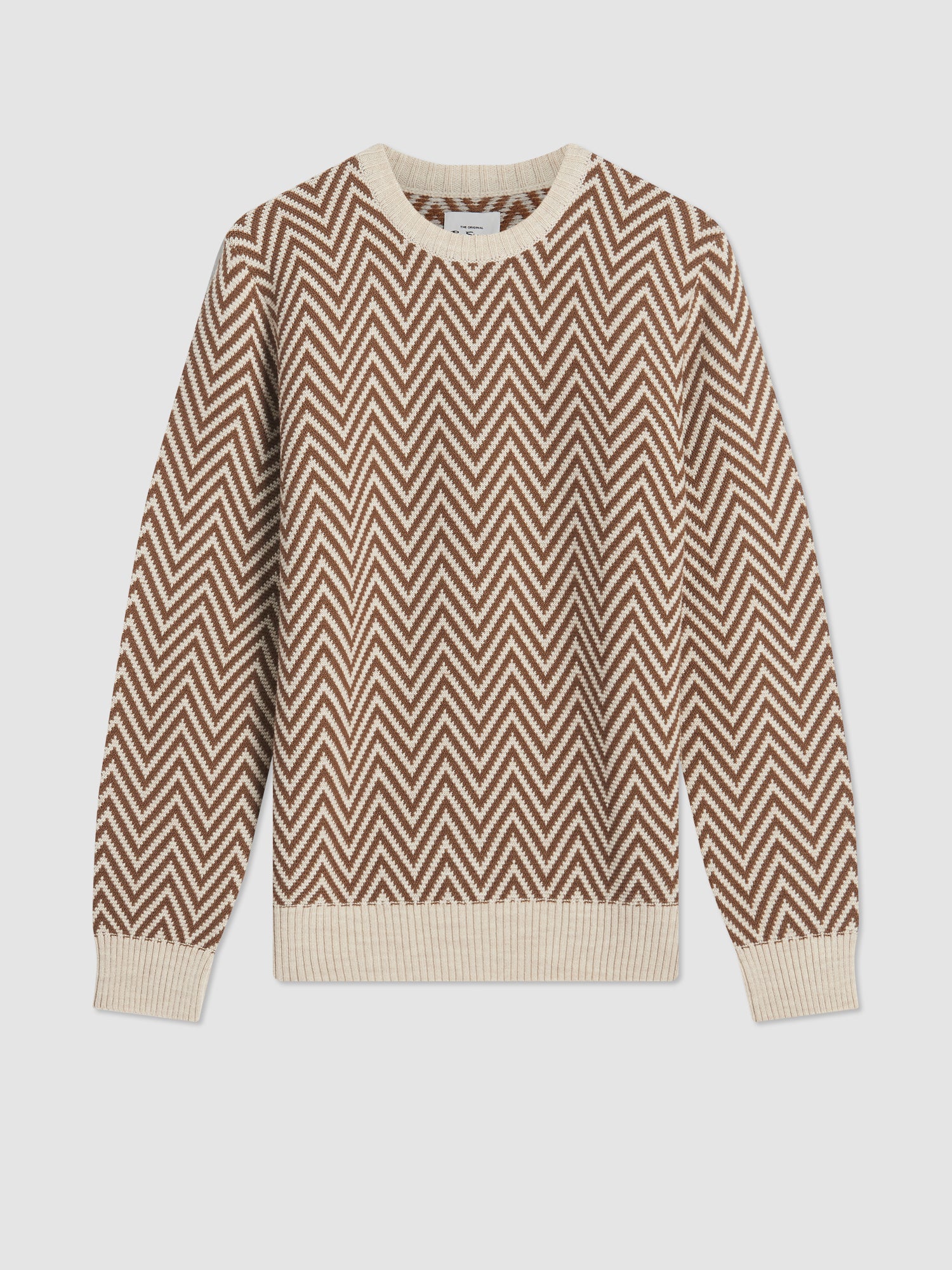 Chevron Jacquard Crewneck Sweater