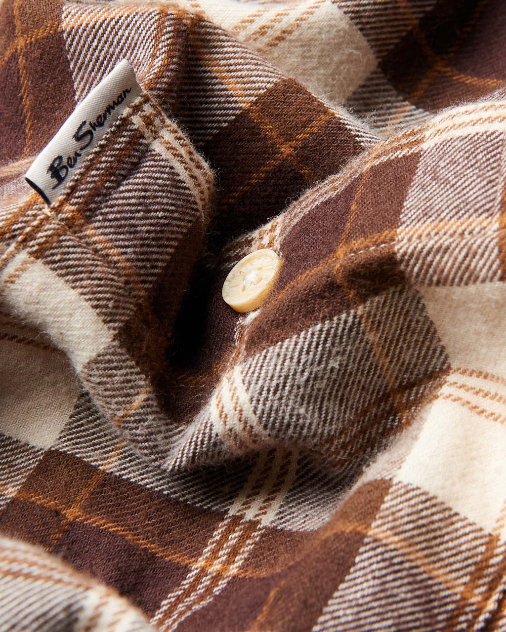 Brushed Plain Check Shirt - Chocolate