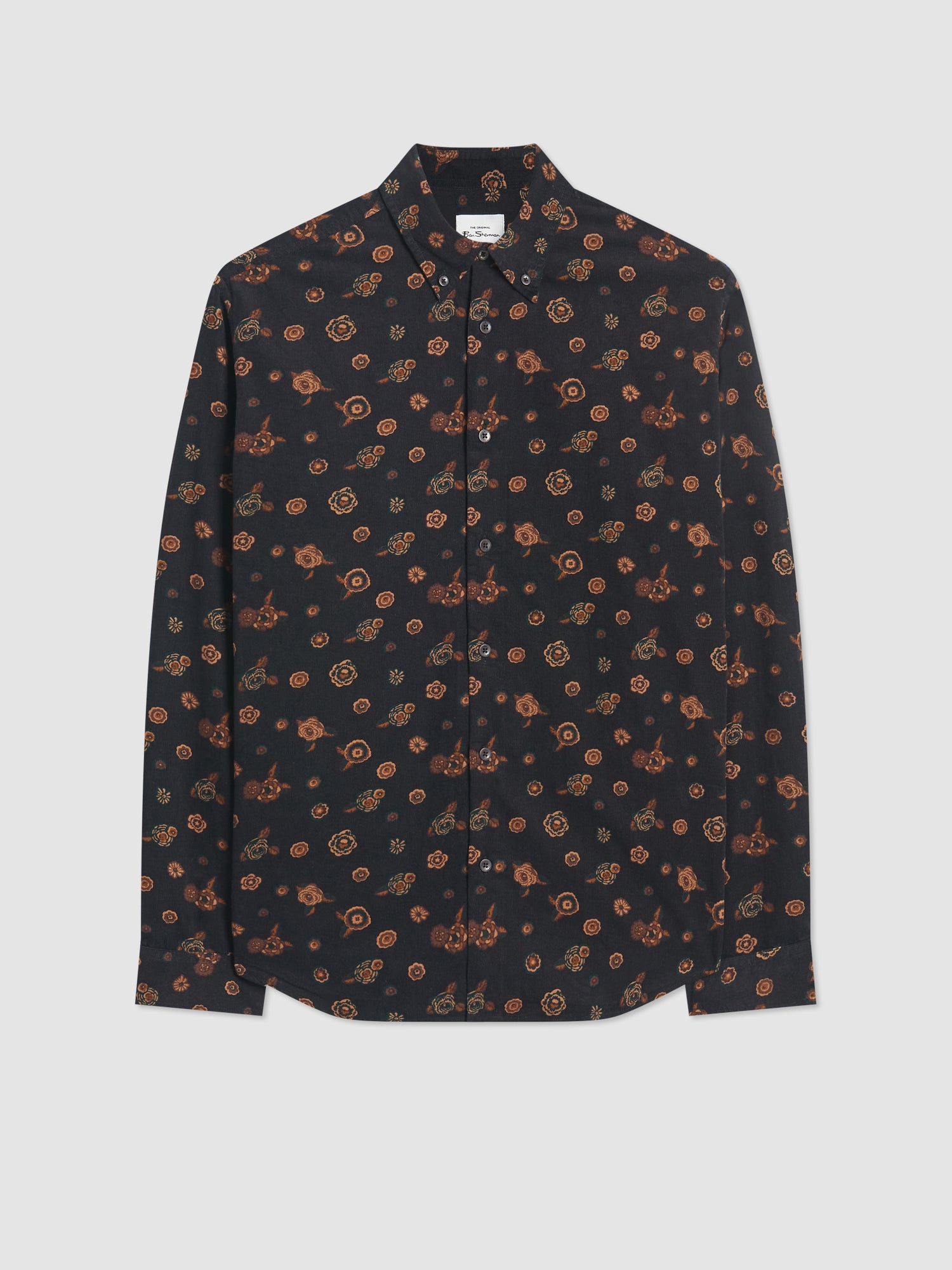 Retro Floral Print Corduroy Shirt