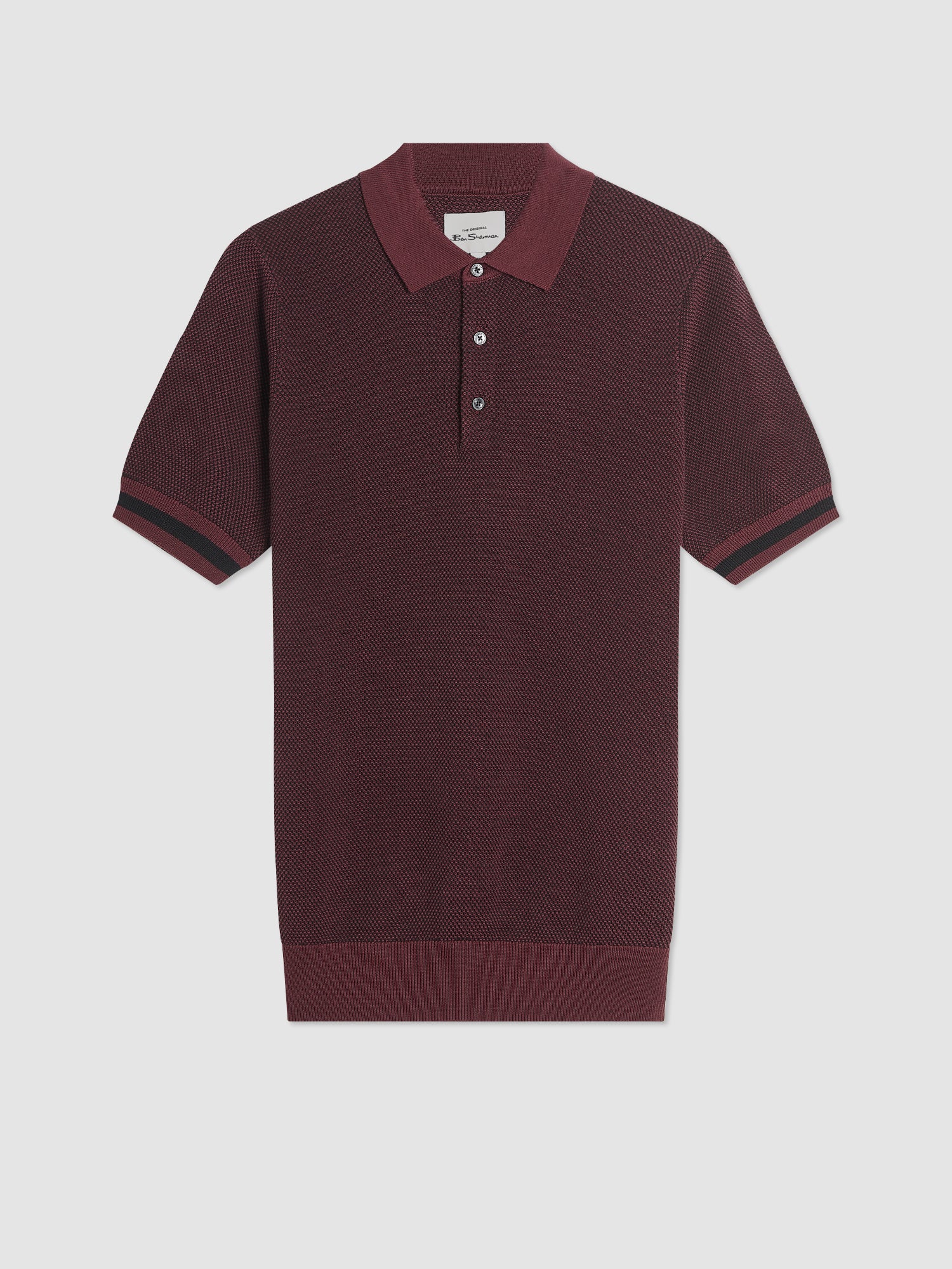 All Over Textured Knit Polo - Aubergine