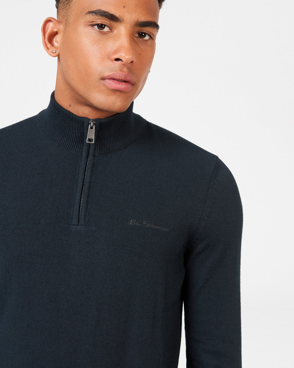 Merino Knit Half-Zip Sweater - Black