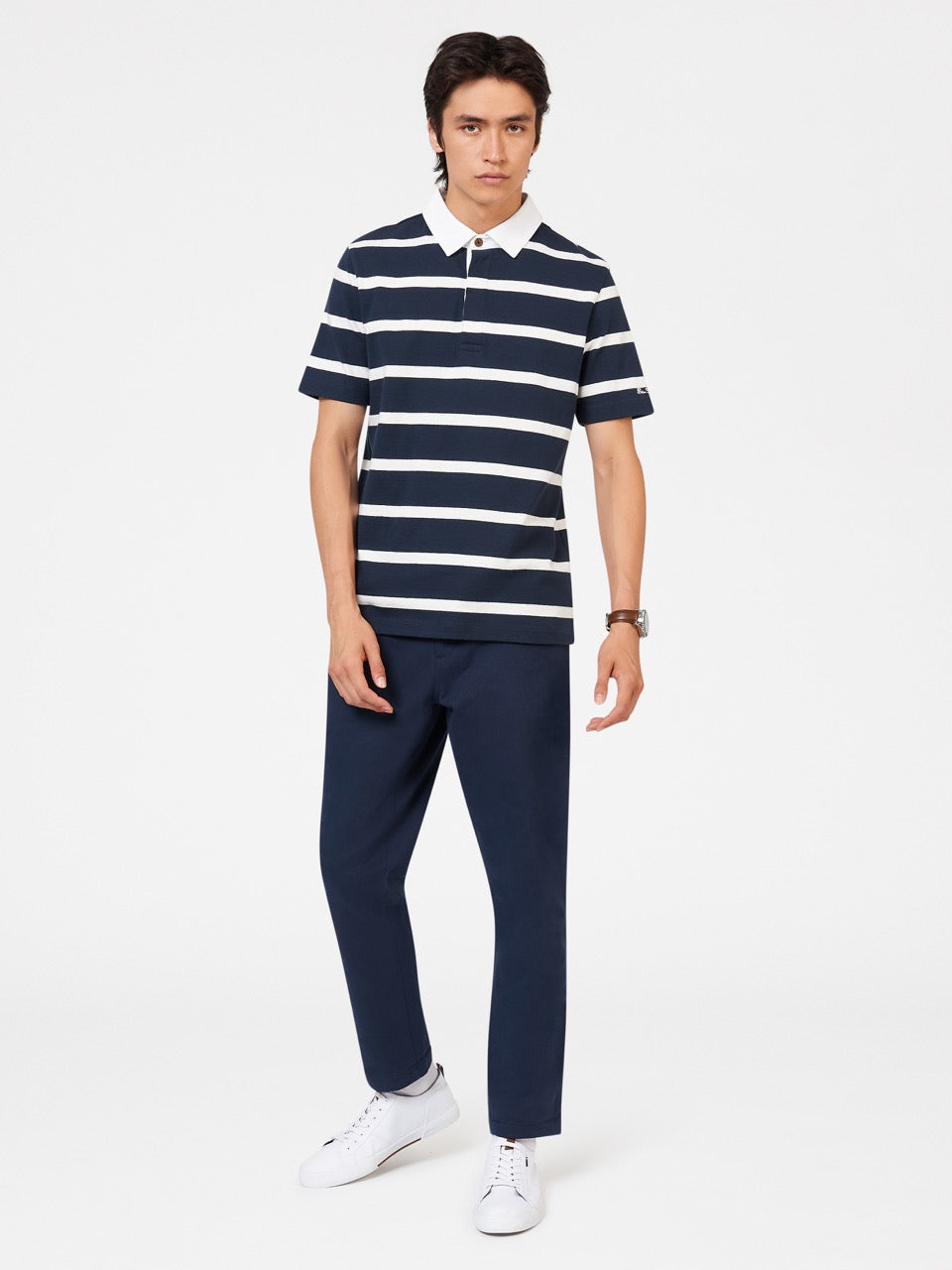 Bretton Stripe Rugby Knit Polo - Ben Sherman