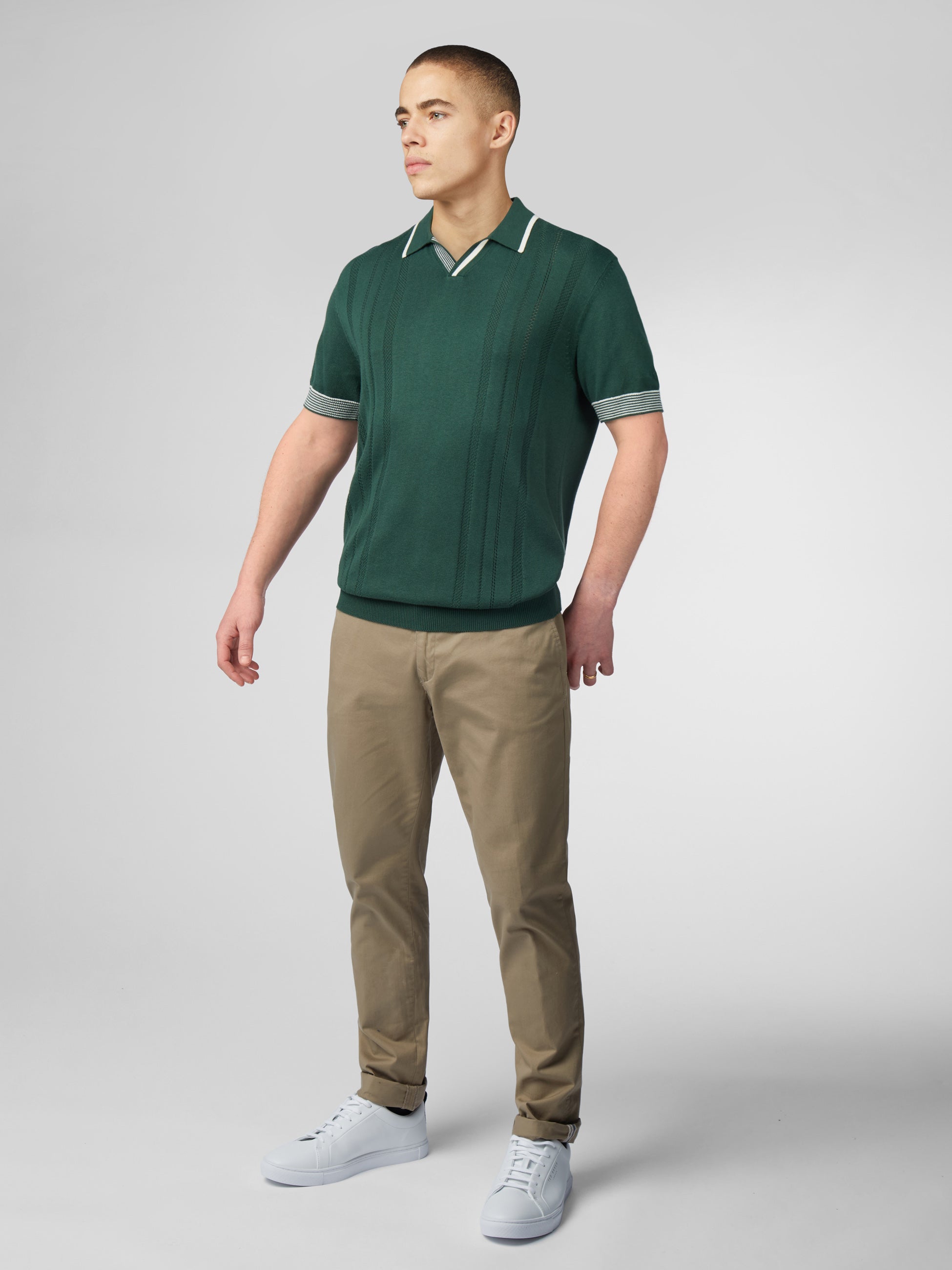 Signature Open Neck Polo - Green