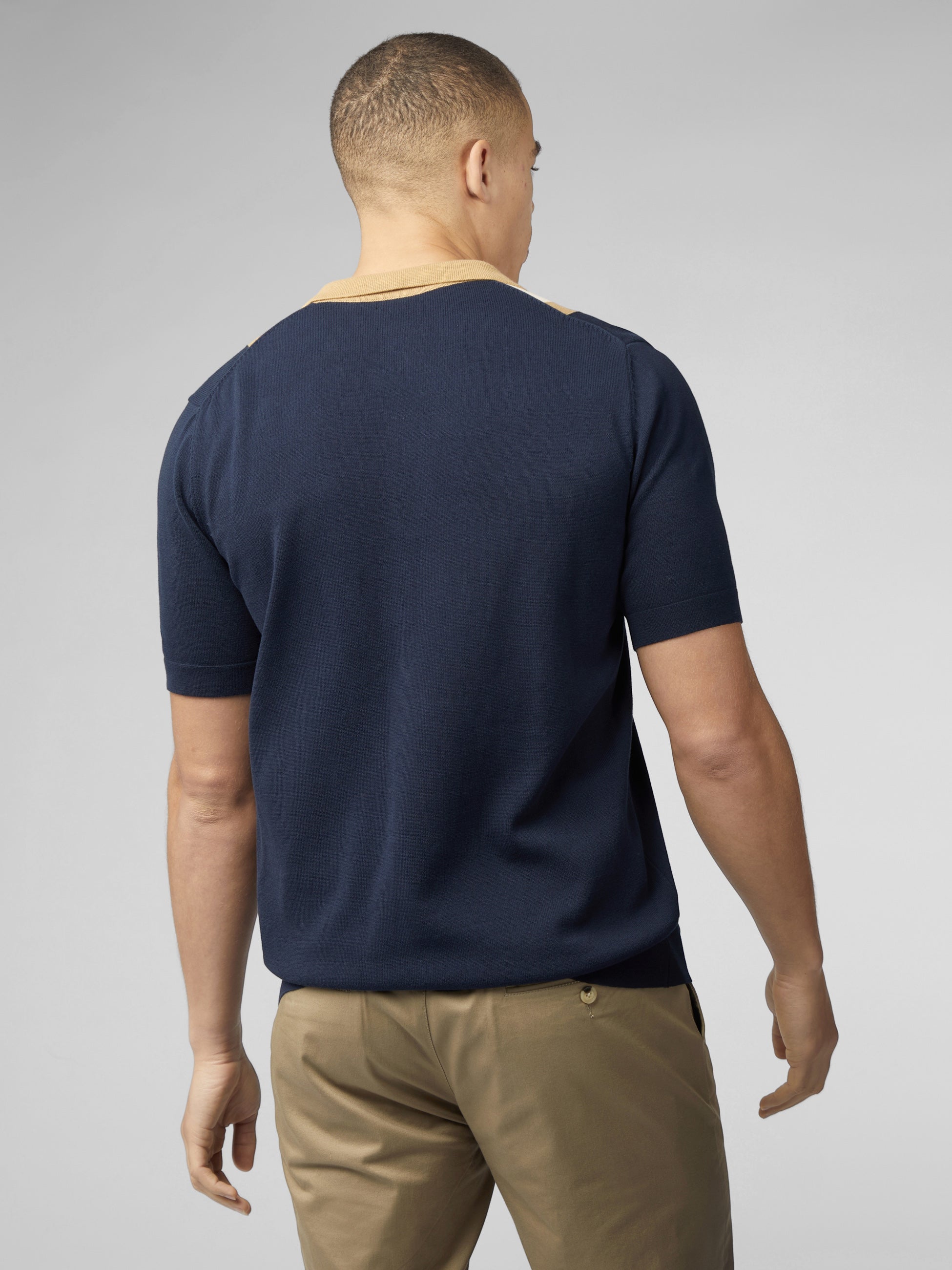 Signature Resort Neck Button Through Polo - Dark Navy