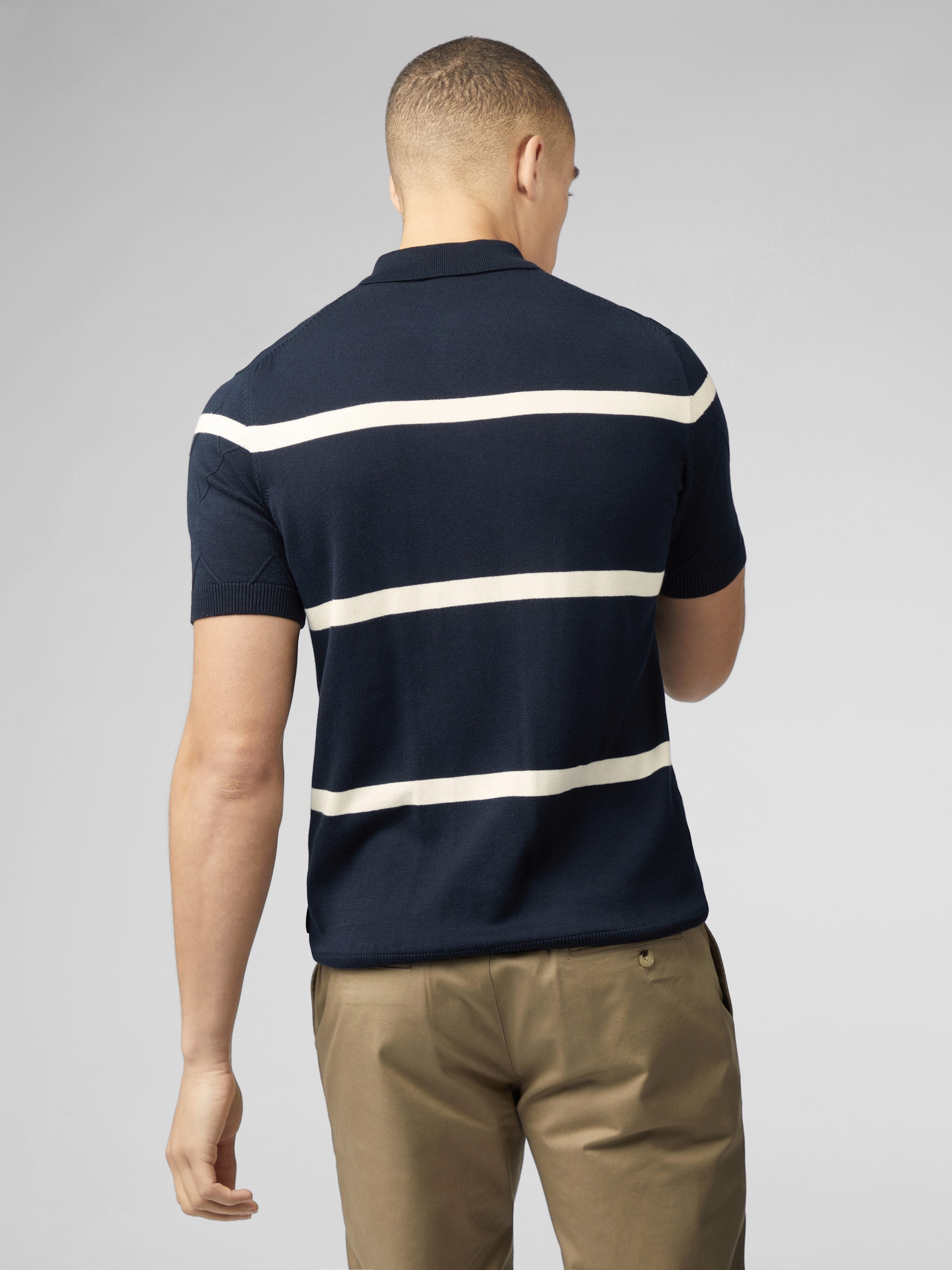 Signature Argyle Stripe Polo - Dark Navy