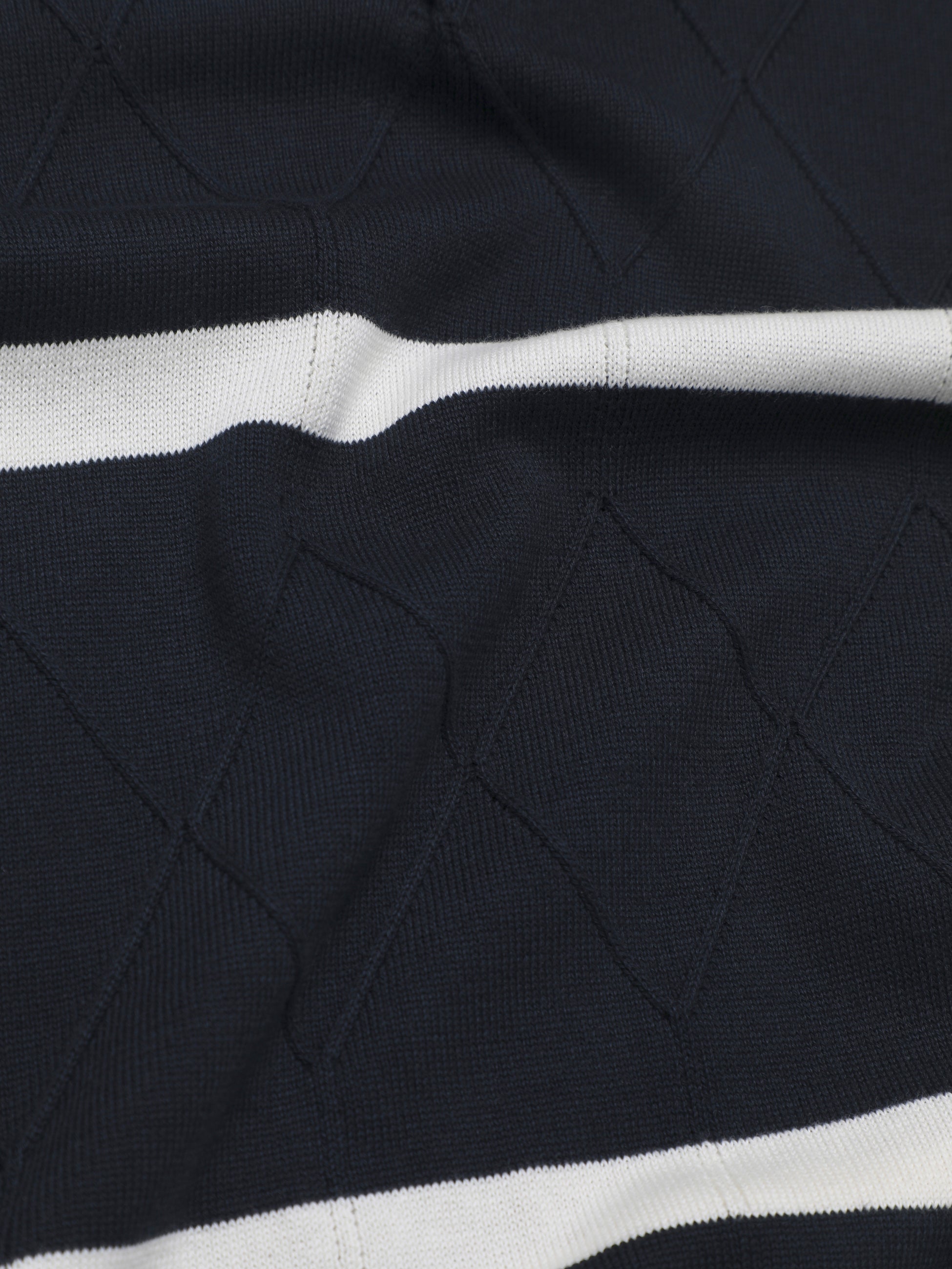 Signature Argyle Stripe Polo - Dark Navy