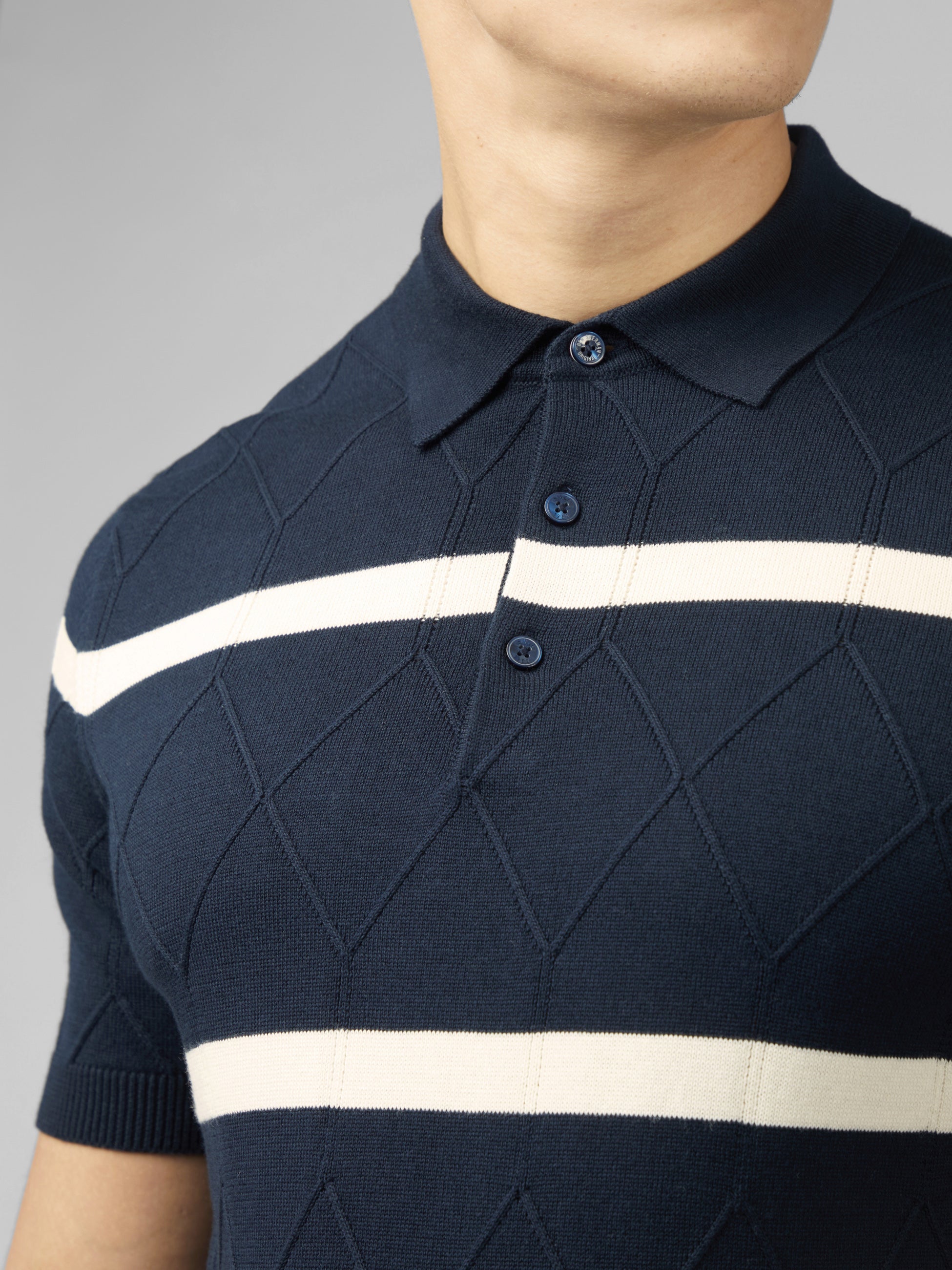 Signature Argyle Stripe Polo - Dark Navy