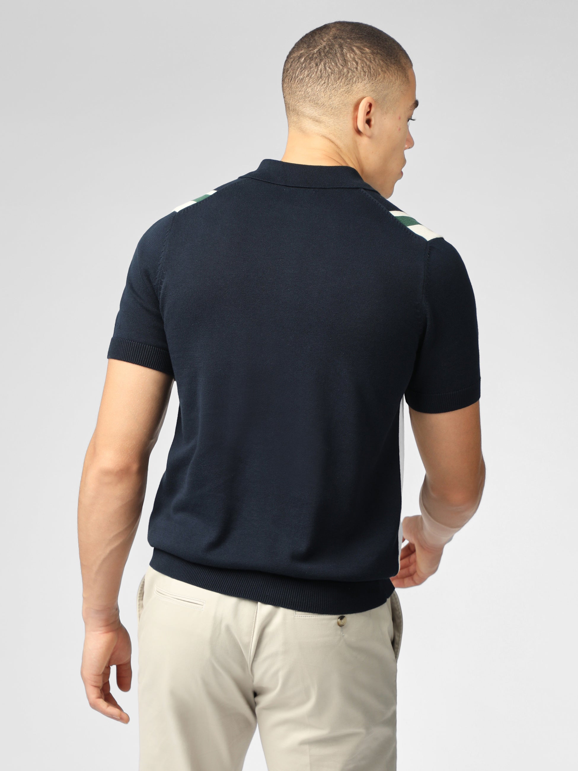 Signature Vertical Stripe Polo - Dark Navy