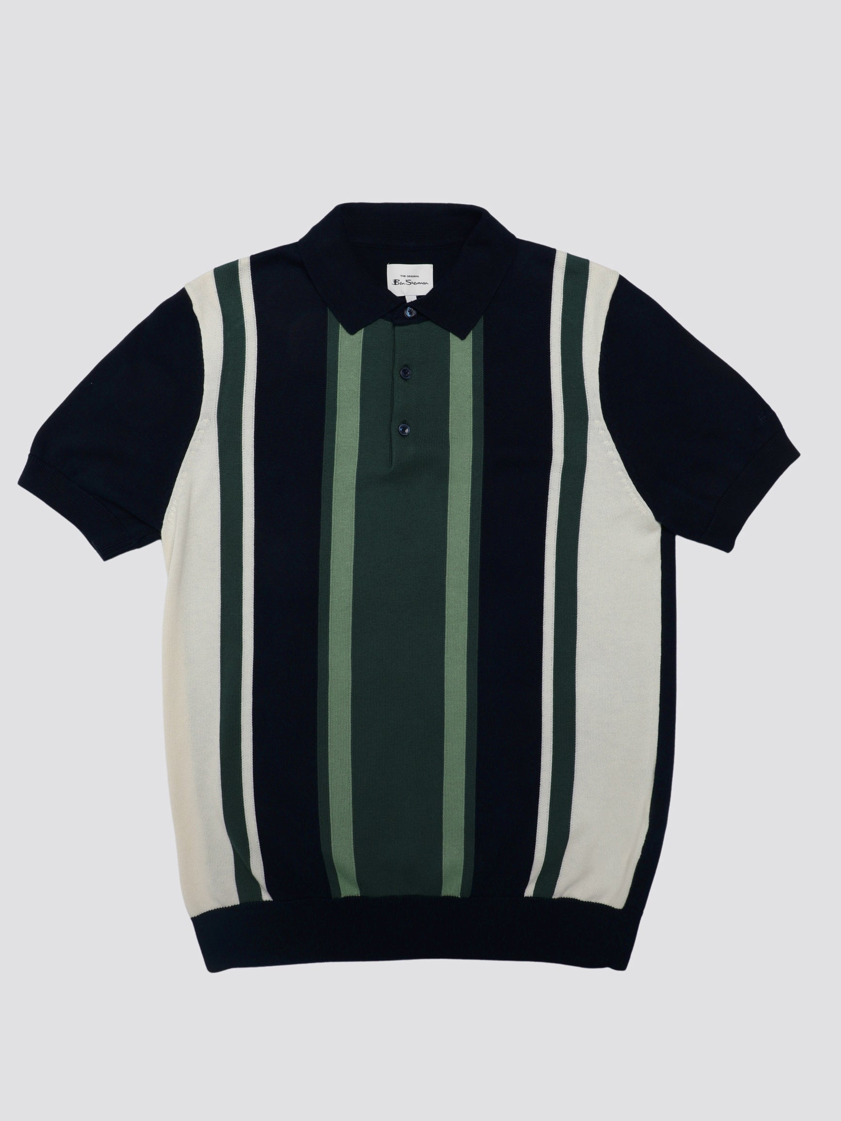 Signature Vertical Stripe Polo - Dark Navy