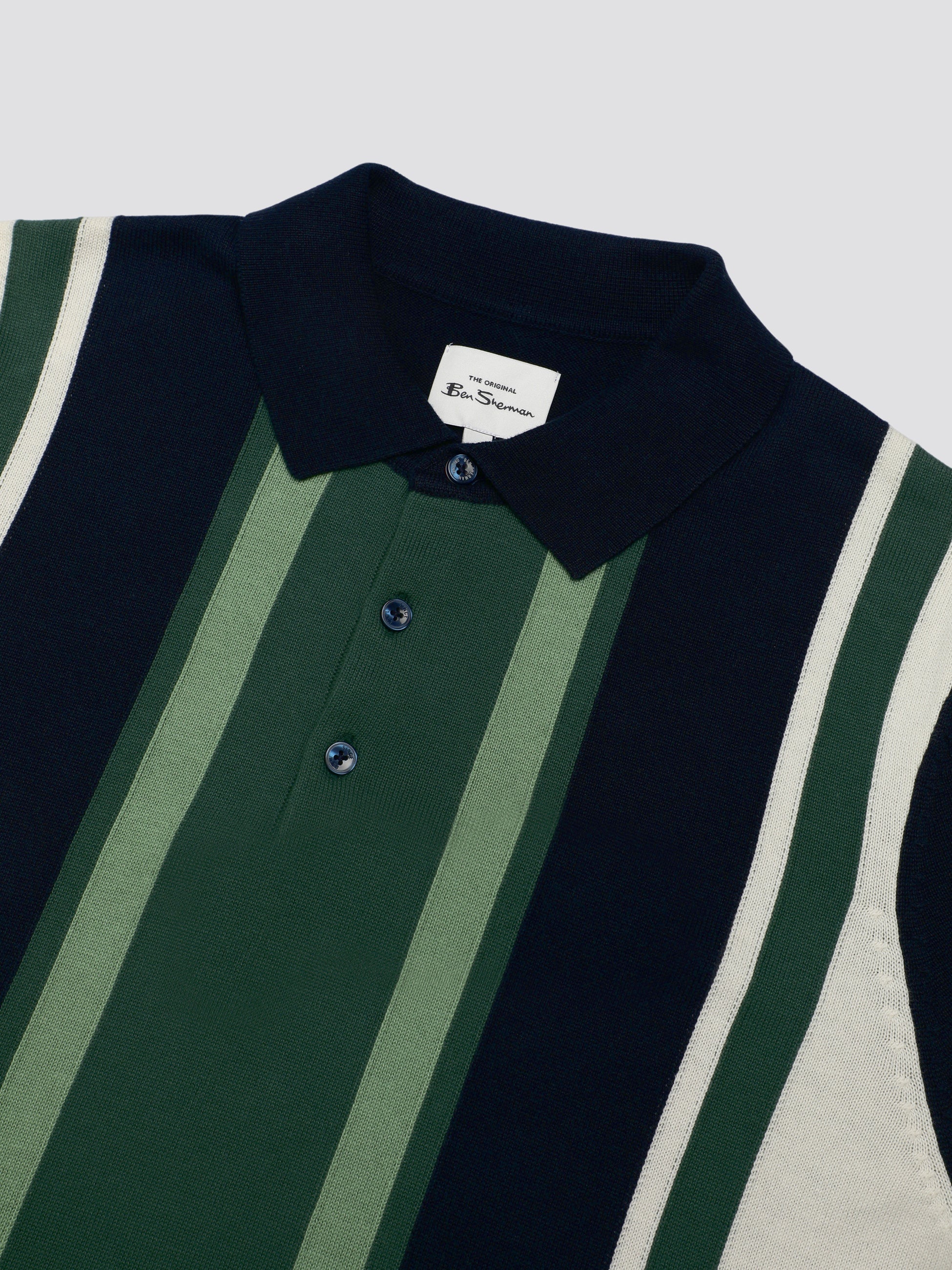 Signature Vertical Stripe Polo - Dark Navy