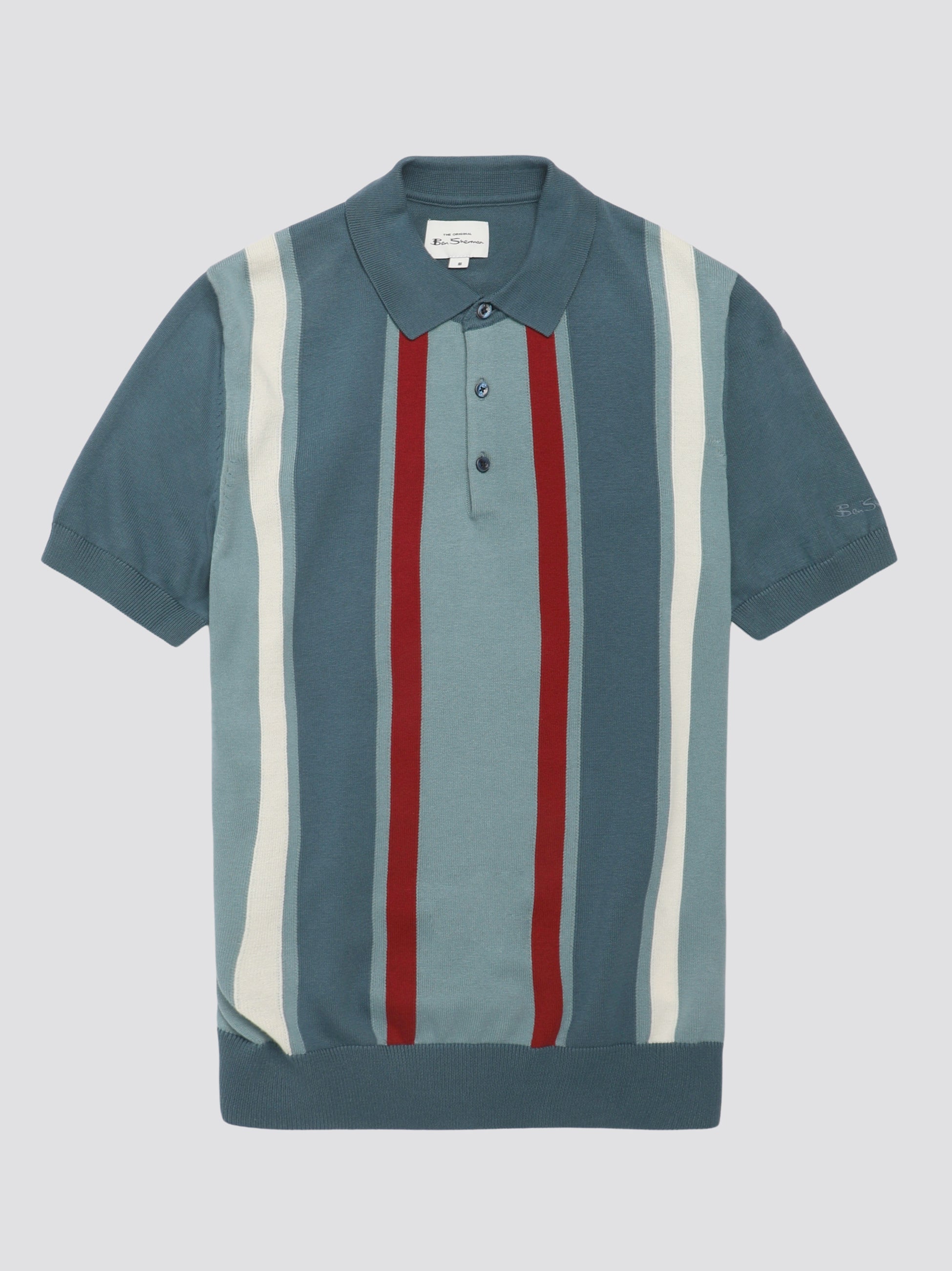 Signature Vertical Stripe Polo - Teal