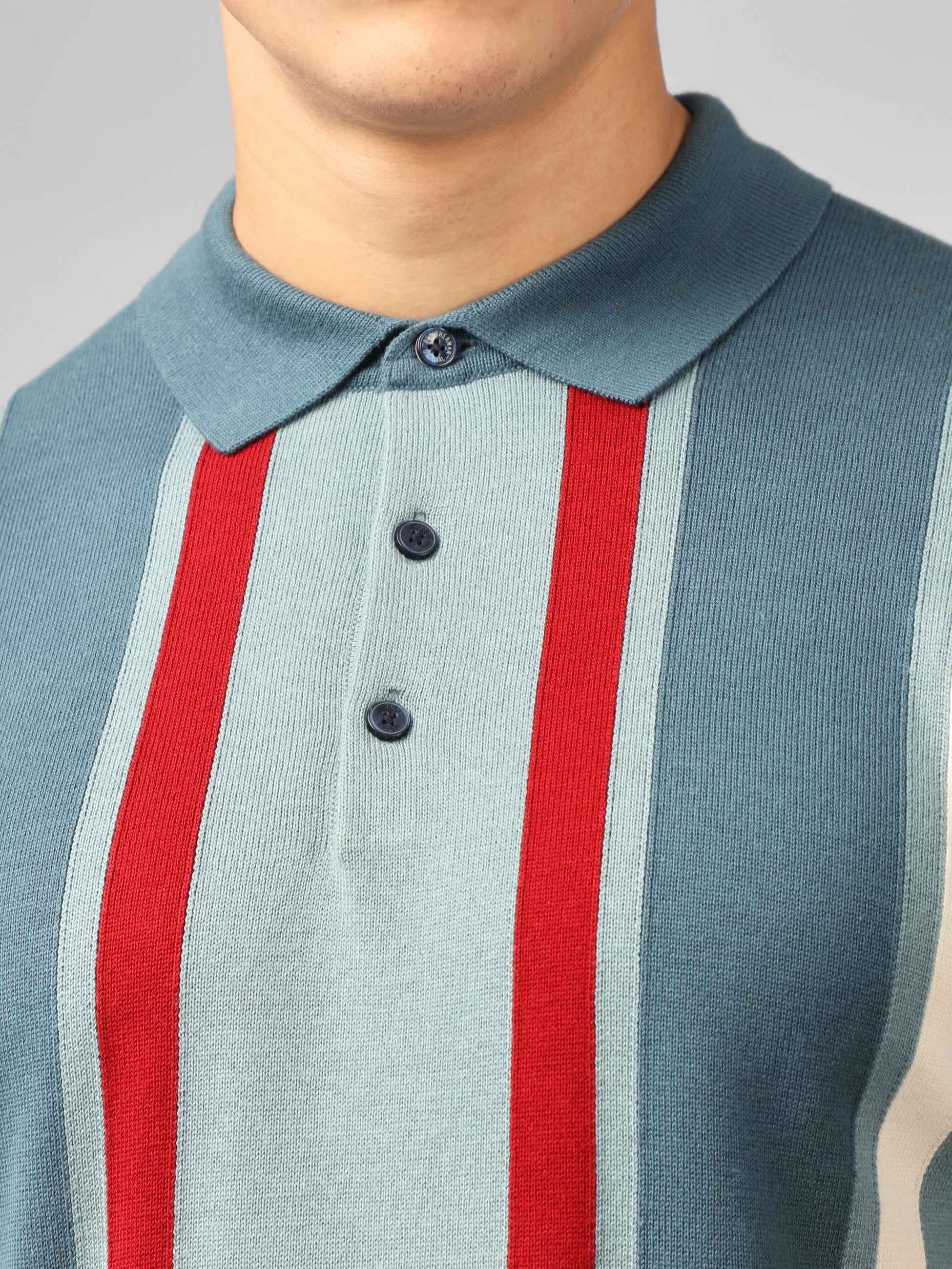 Signature Vertical Stripe Polo - Teal