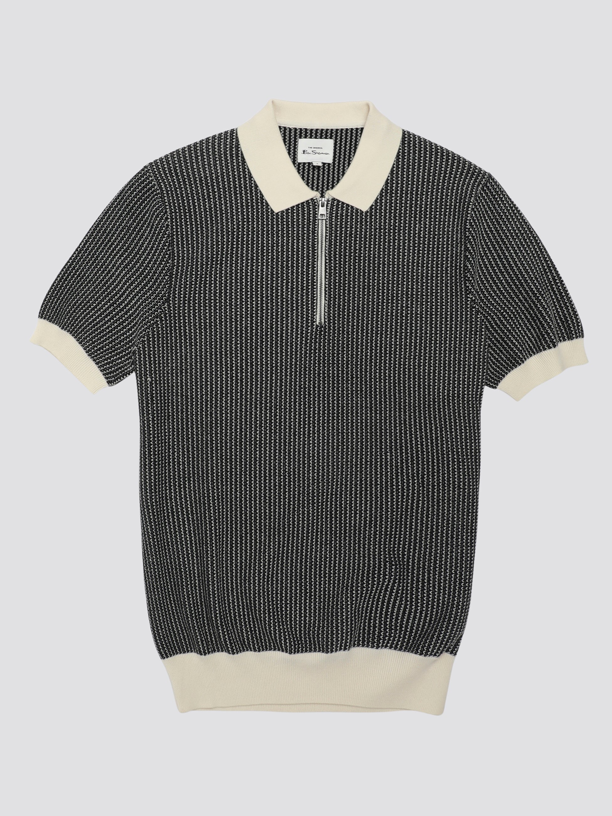 Signature Bicolor Zip Neck Polo - Ivory