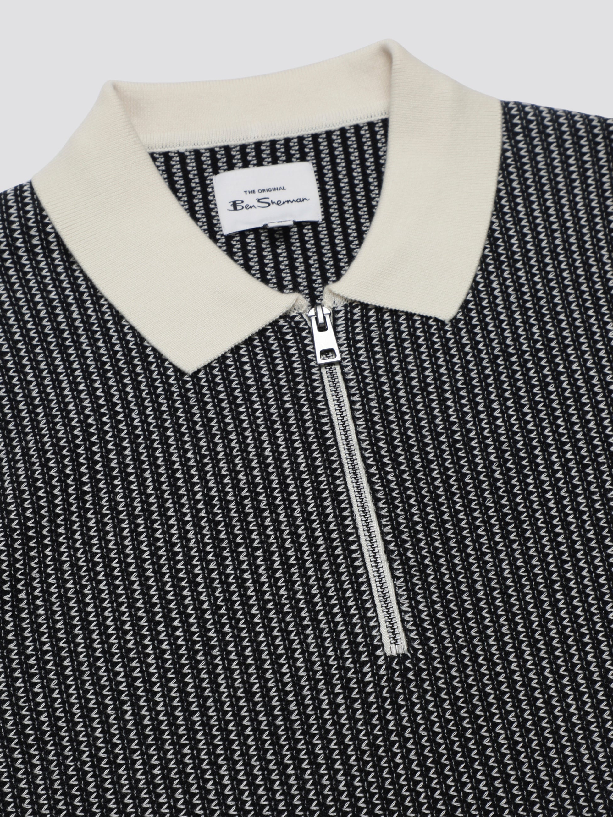 Signature Bicolor Zip Neck Polo - Ivory