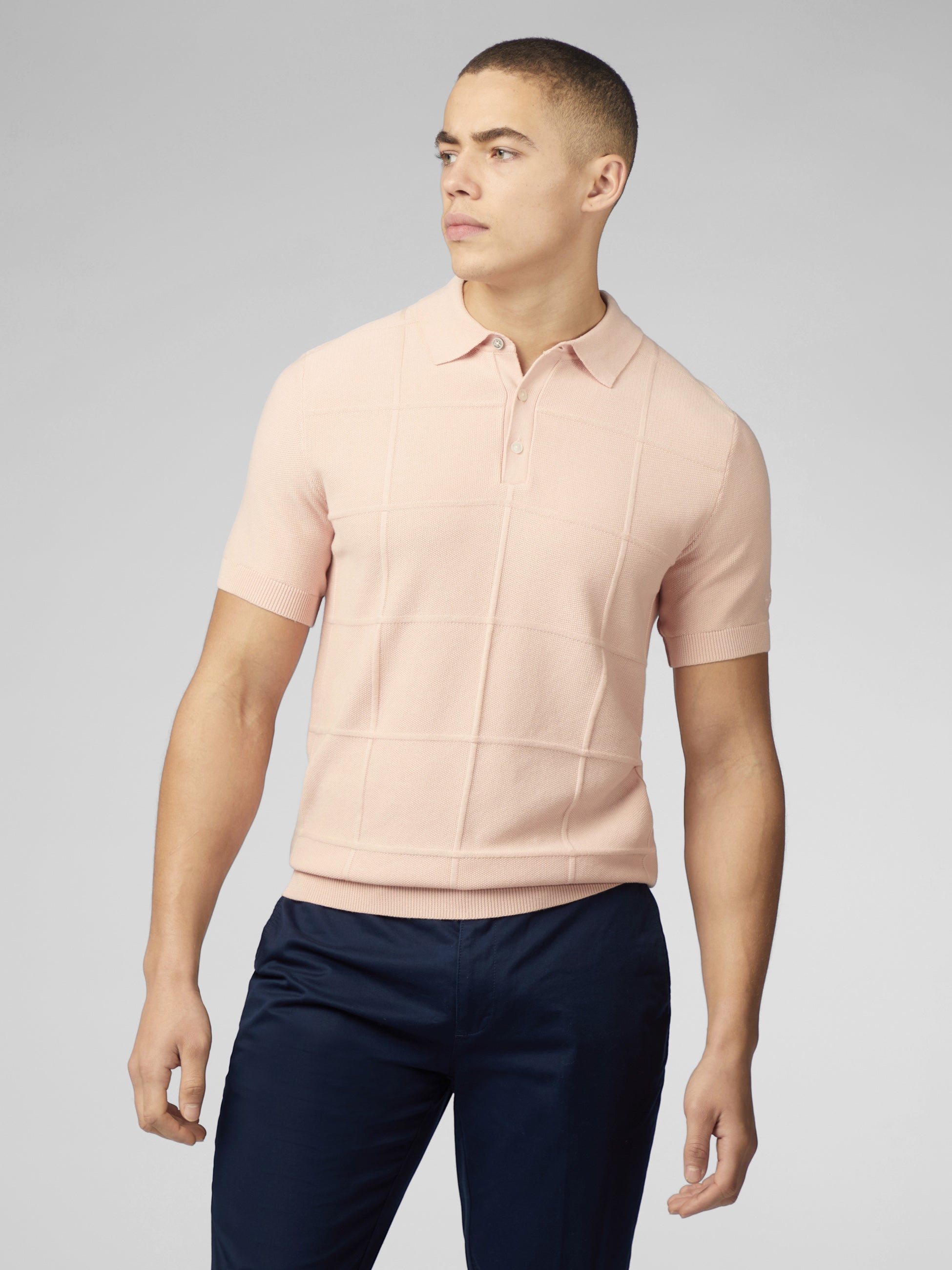 Signature Textured Polo - Pale Pink