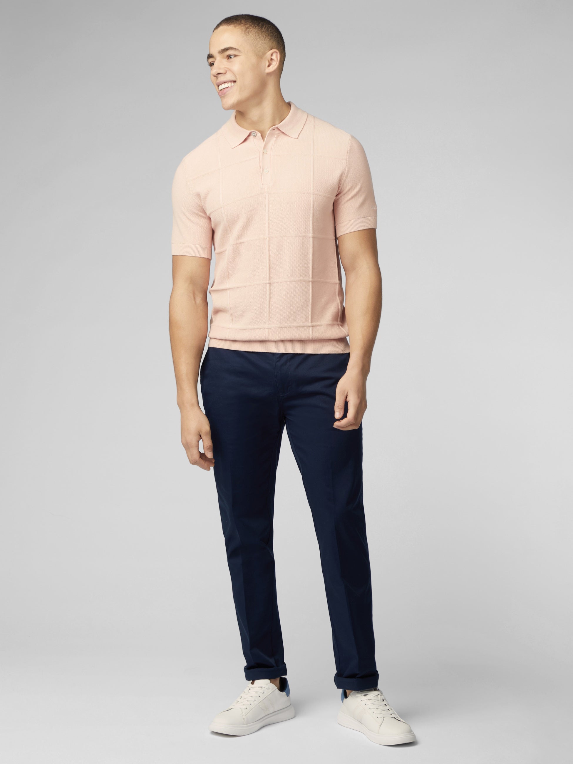 Signature Textured Polo - Pale Pink