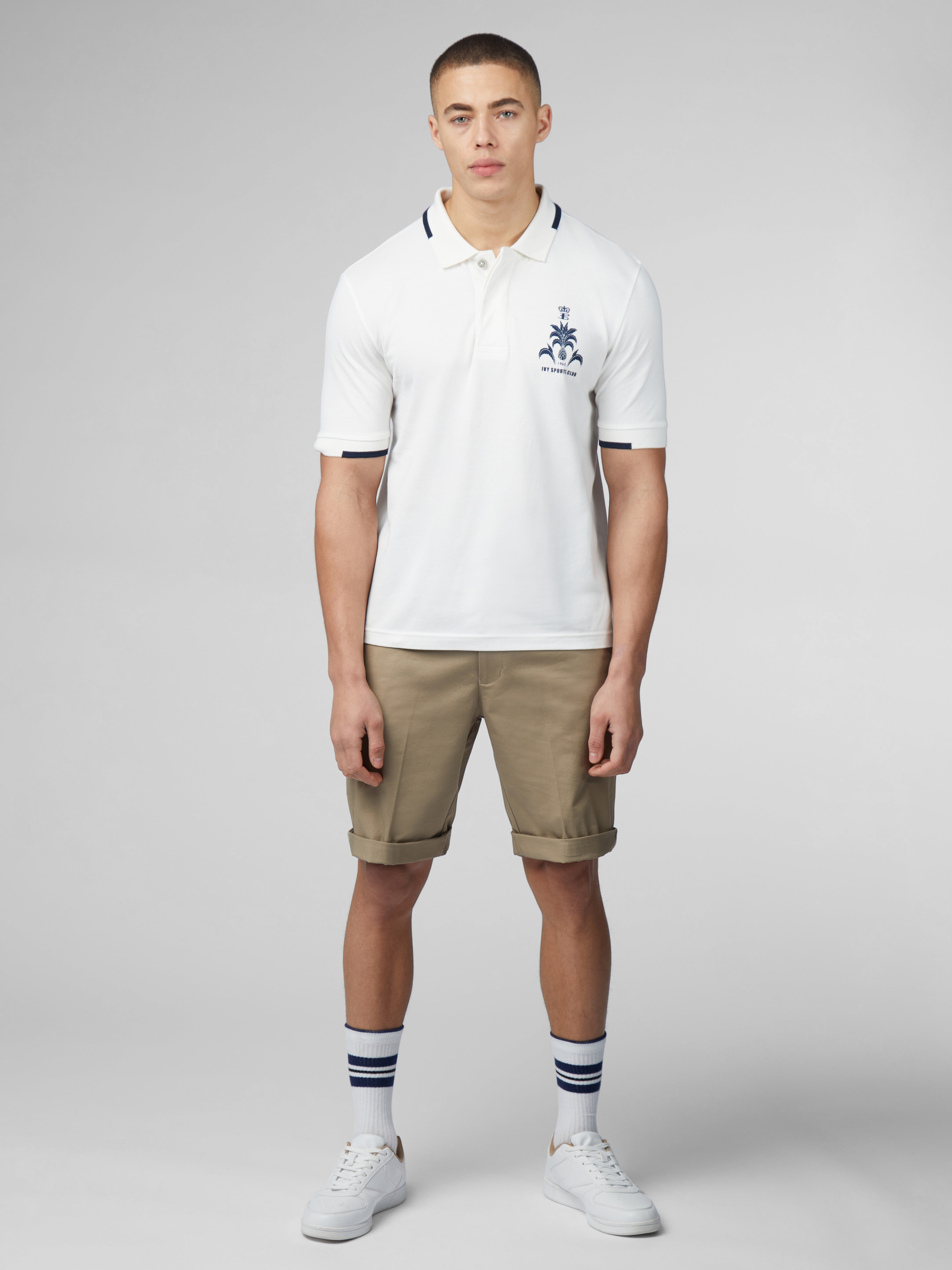 B by Ben Sherman Sports Club Embroidered Polo - Snow White