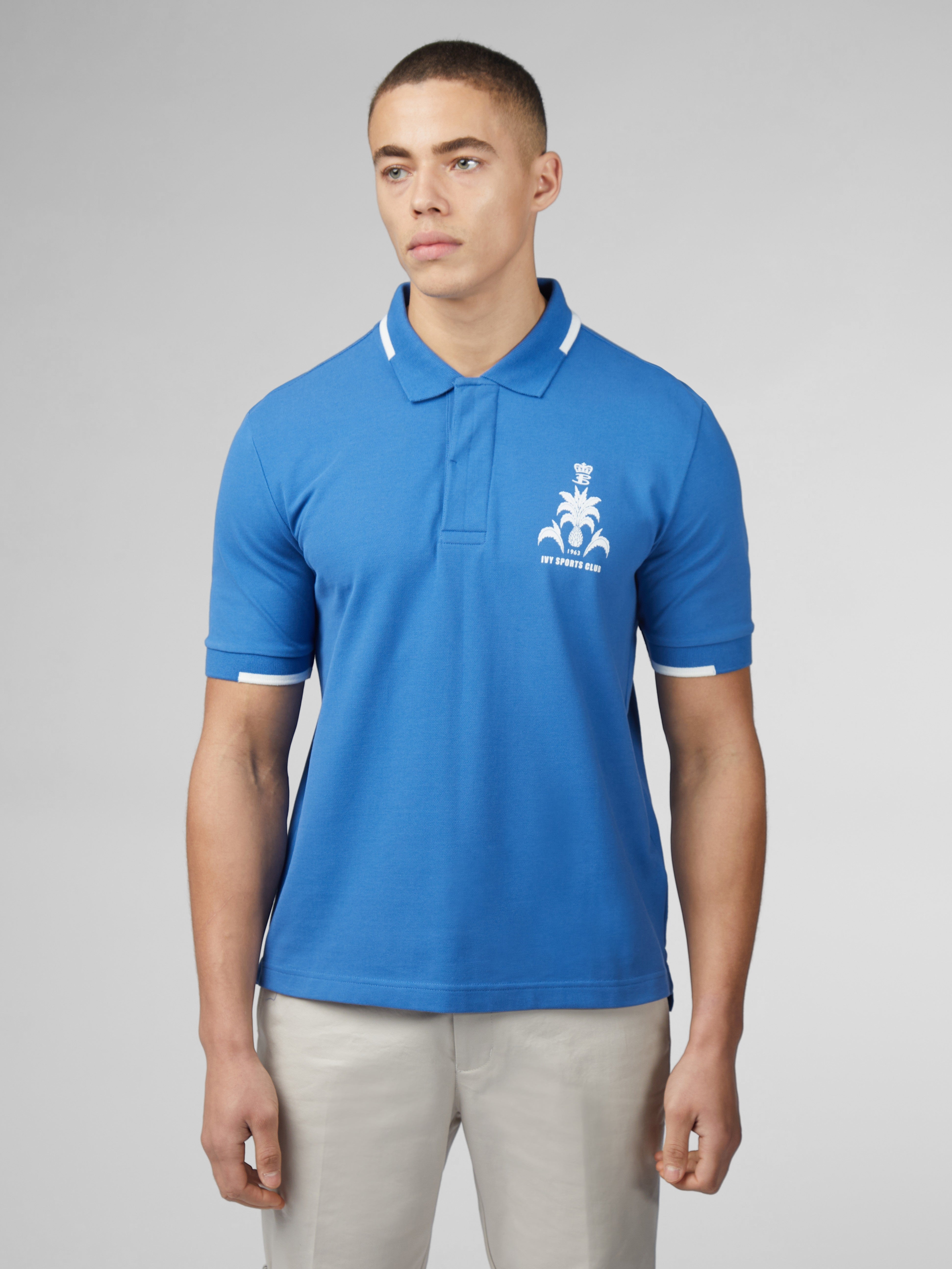 B by Ben Sherman Sports Club Embroidered Polo - Blue