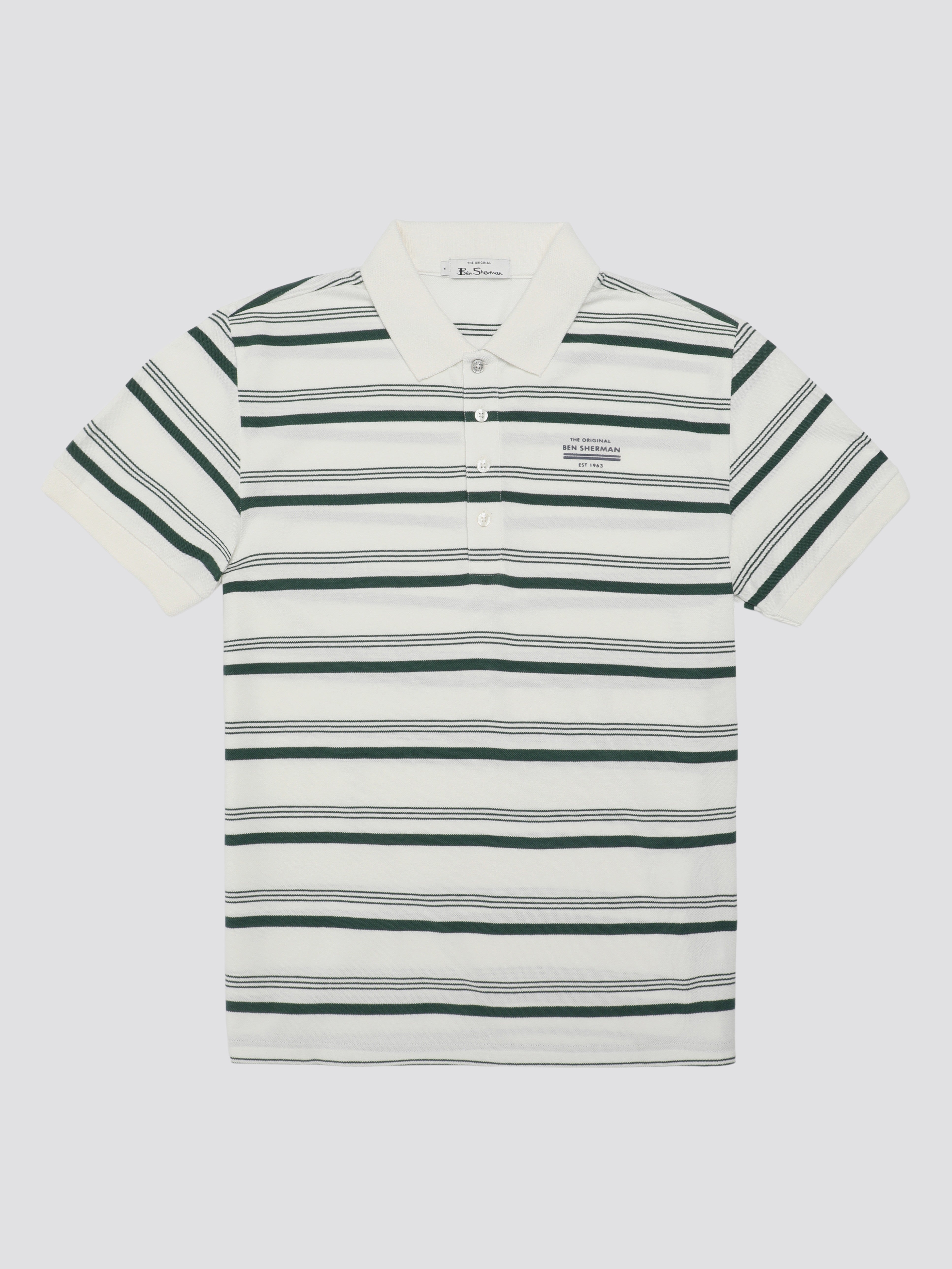 Signature Fine Stripe Polo - Snow White