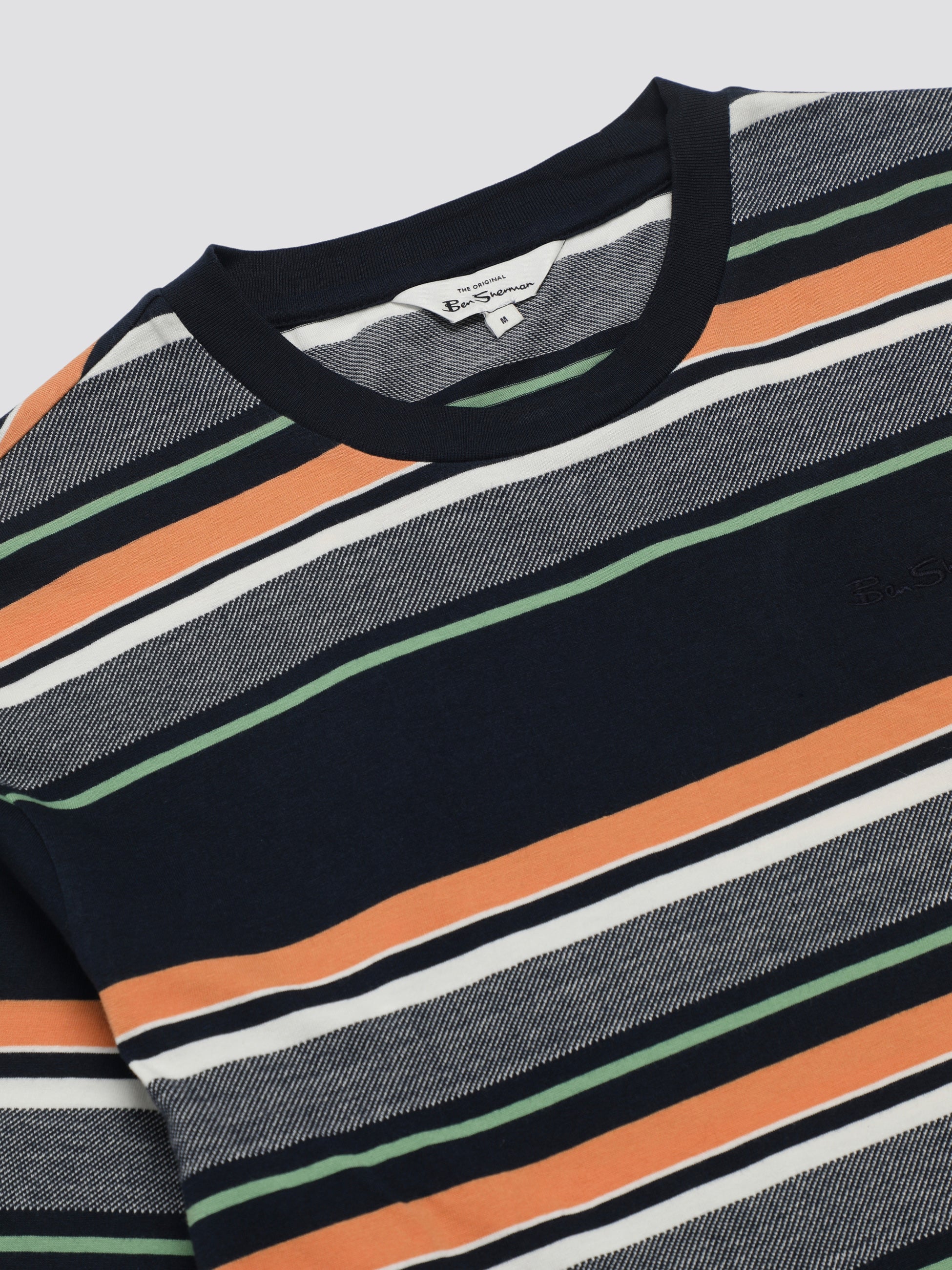 Signature Engineered Stripe Tee - Dark Navy