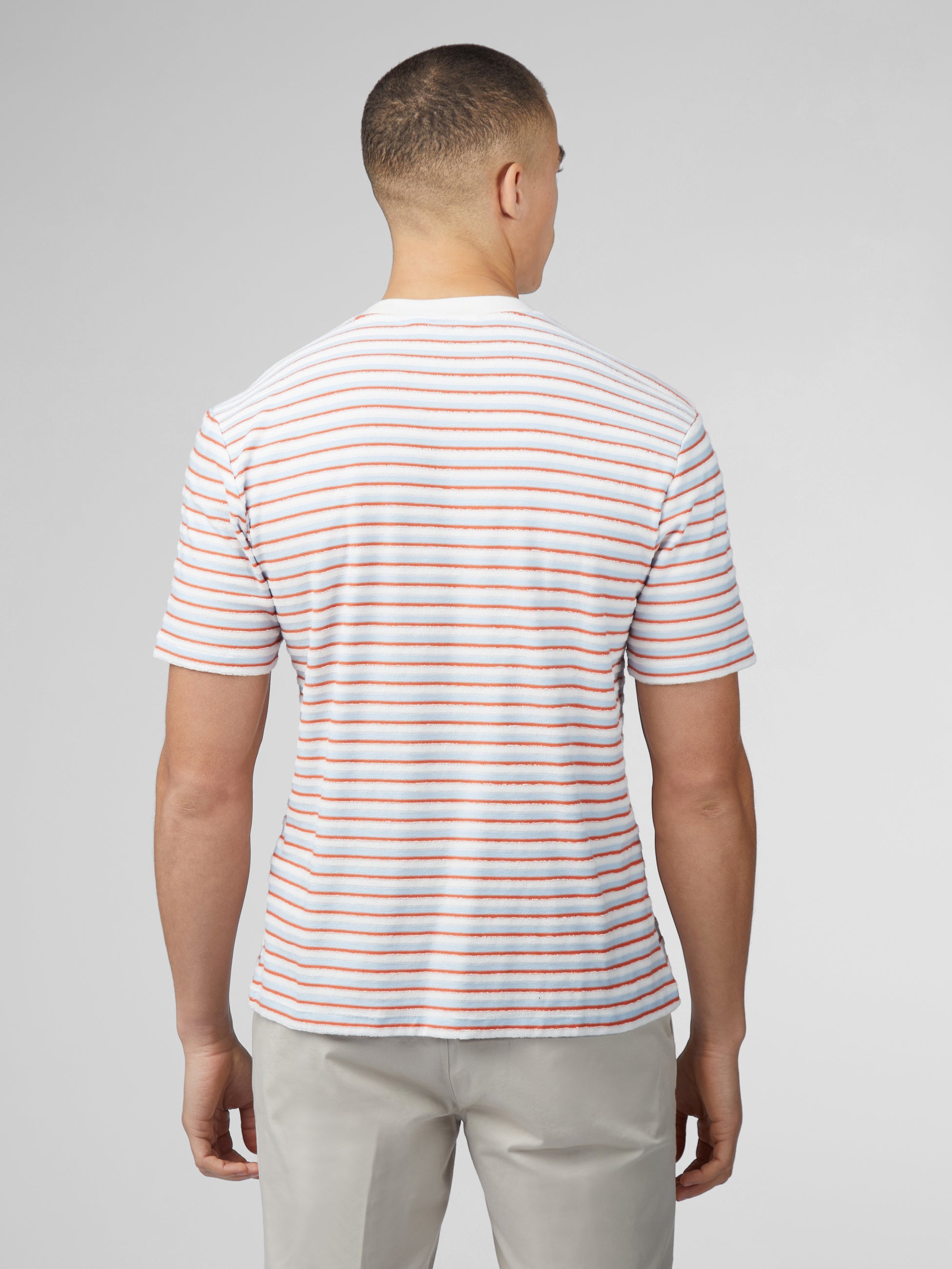 Signature Loopback Stripe Tee - Pale Blue