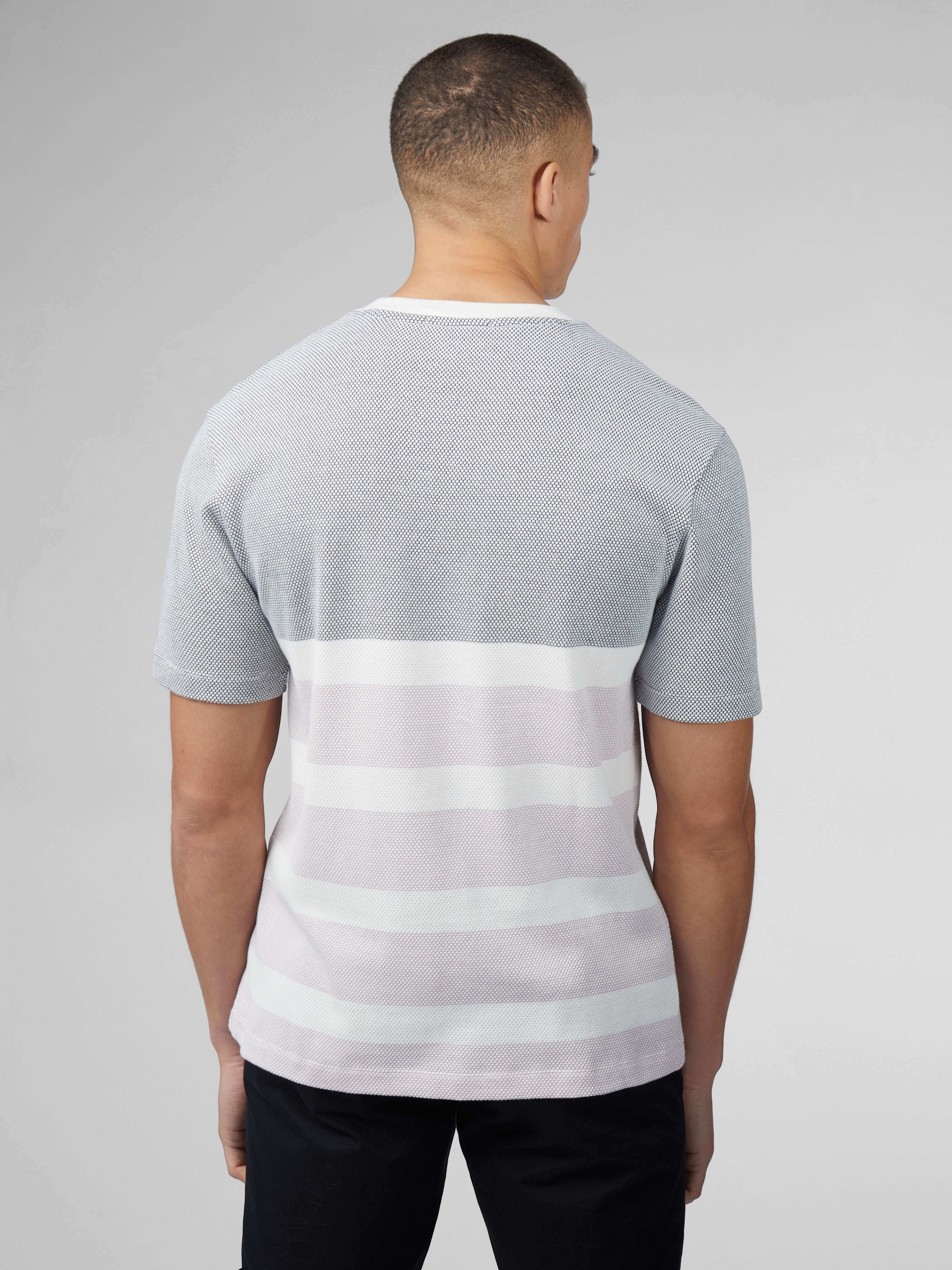 B by Ben Sherman Textured Block Stripe Tee - Dark Navy