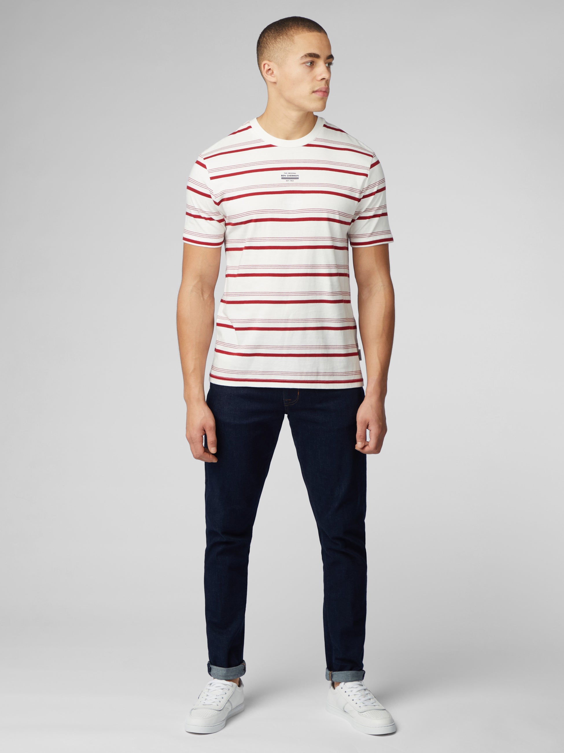 Signature Fine Stripe Tee - Snow White