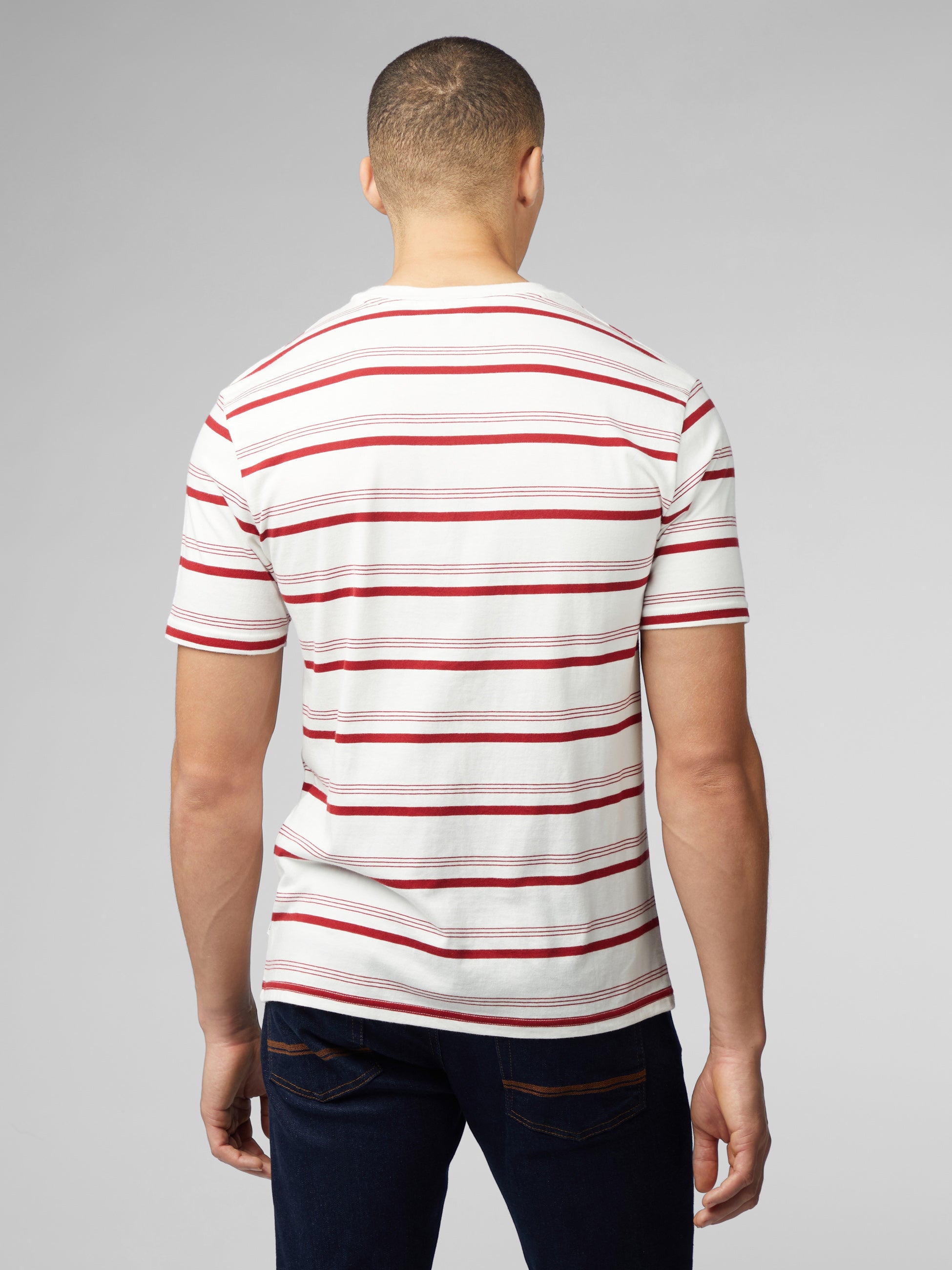 Signature Fine Stripe Tee - Snow White