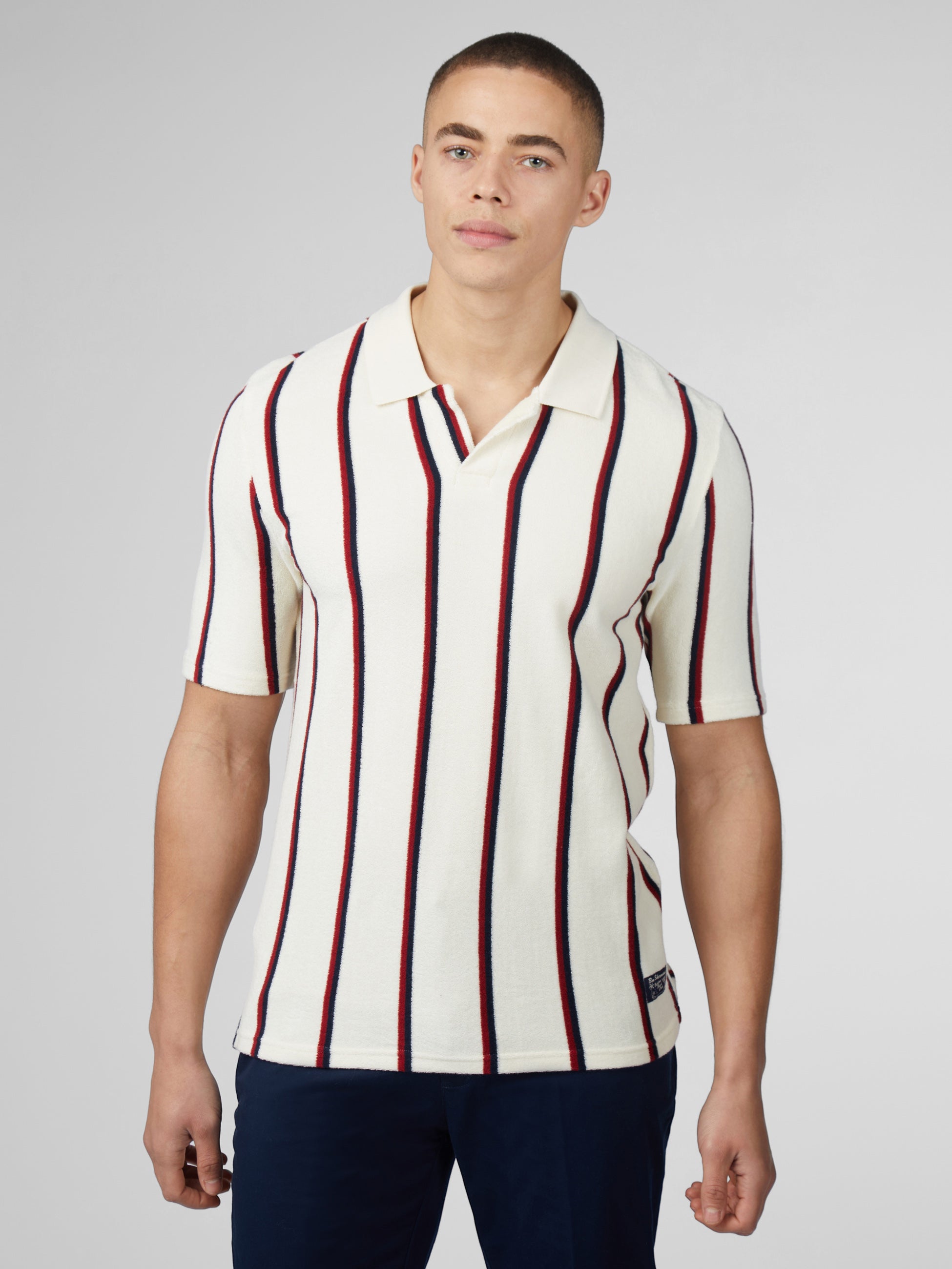 Signature Stripe Toweling Polo - White