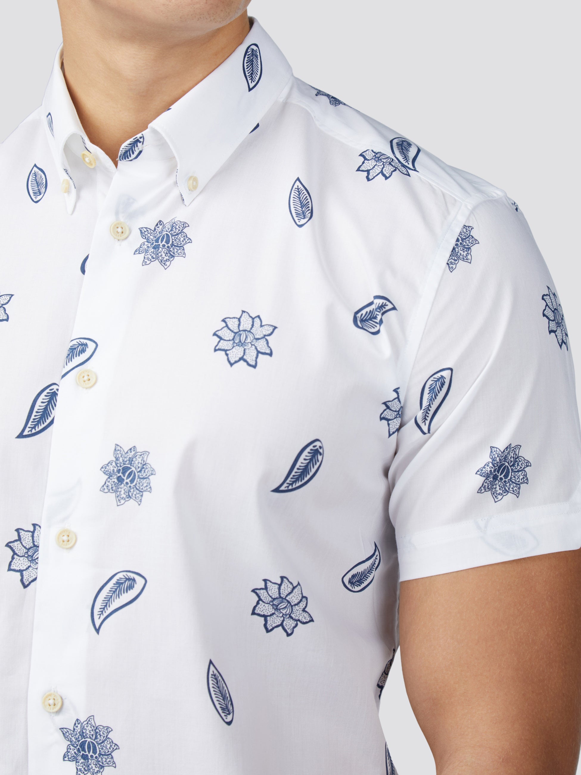 Signature Floral Print Shirt - Snow White