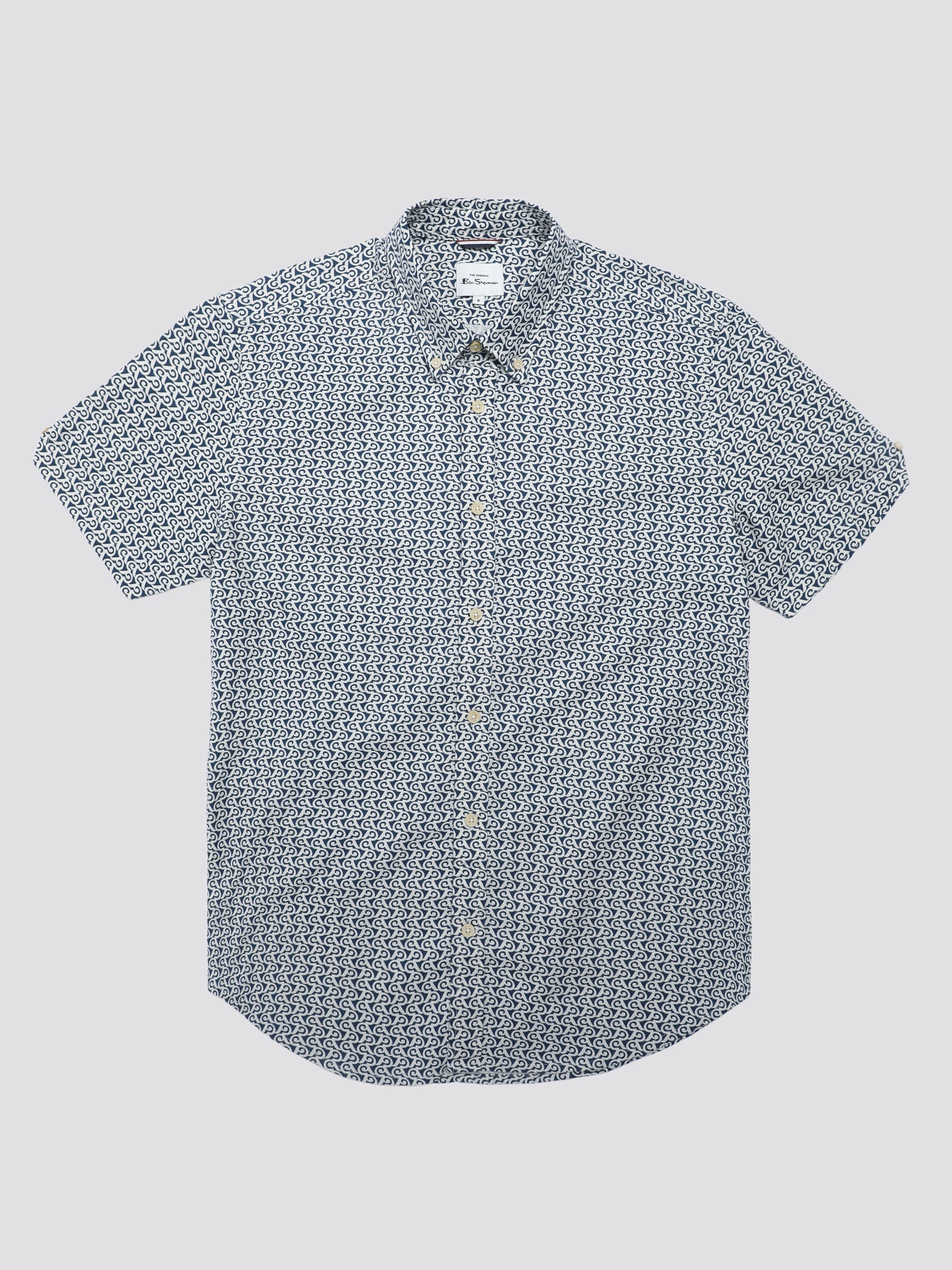 Geo Wave Print Shirt - Blue Denim