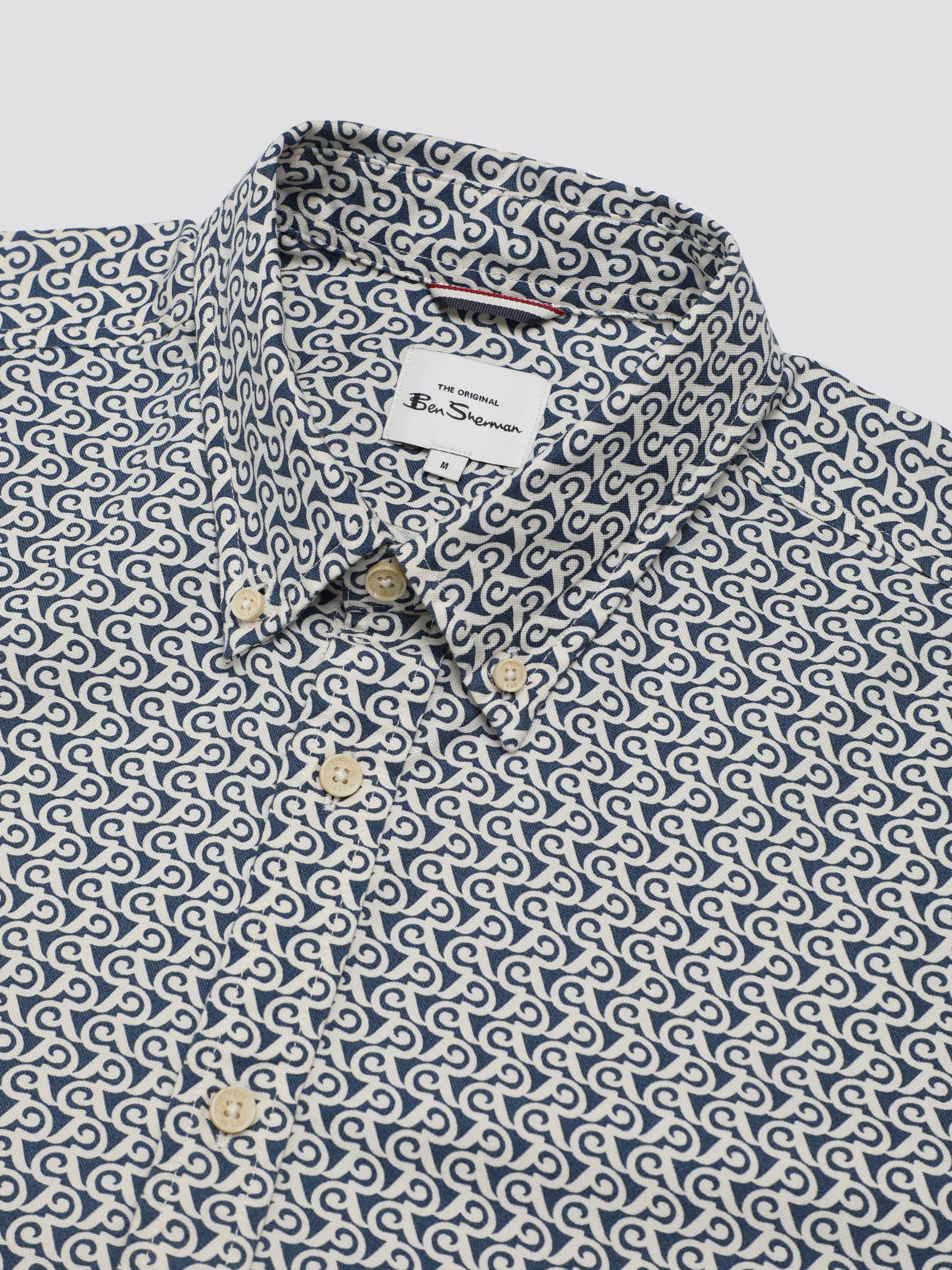 Geo Wave Print Shirt - Blue Denim