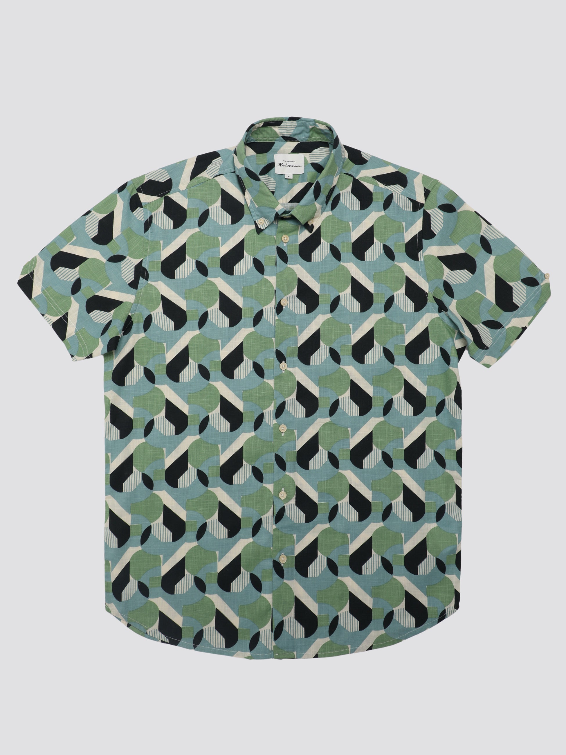 Art Deco Print Shirt - Grass Green