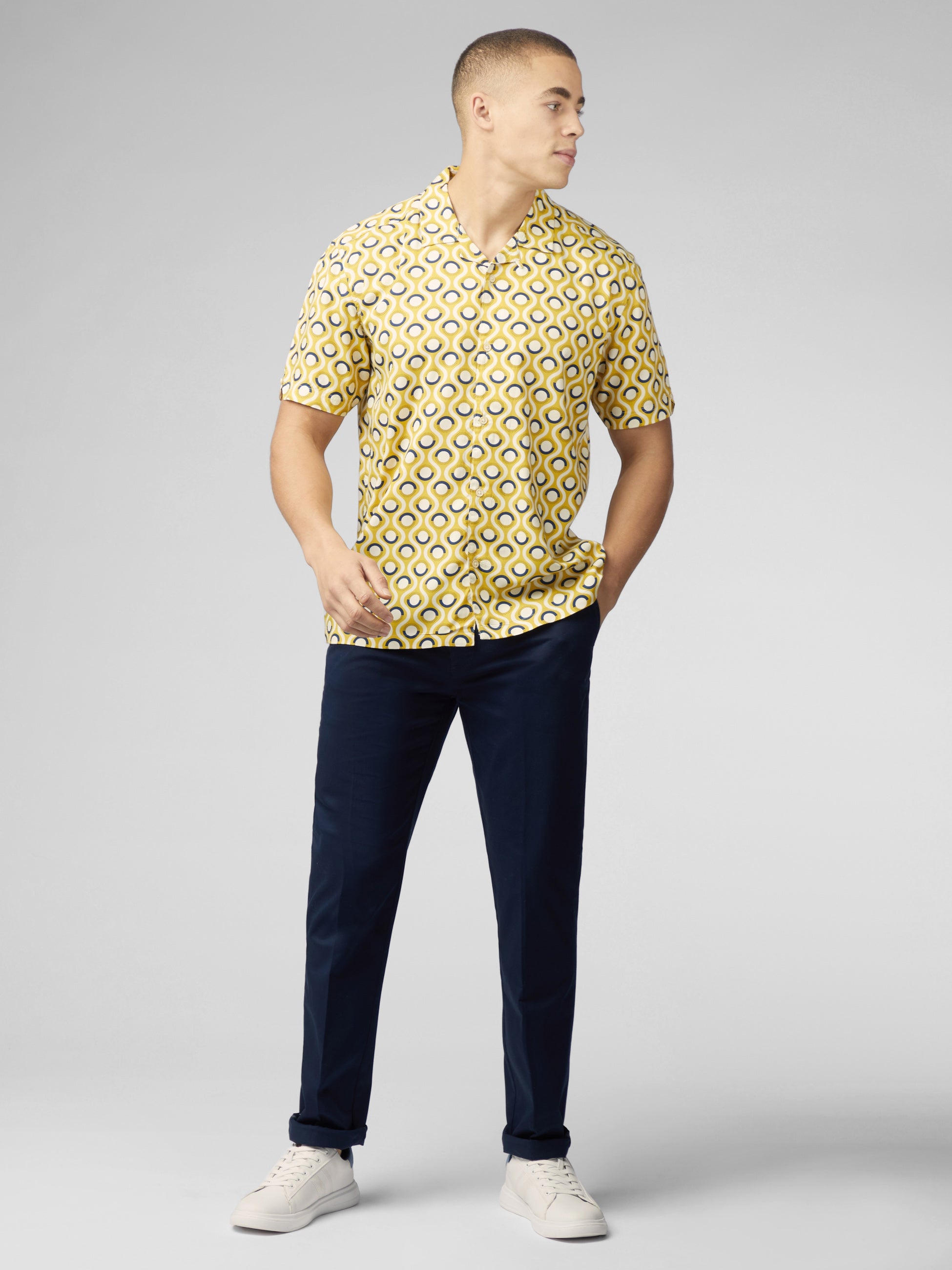 Signature Retro Geo Print Shirt - Sunflower