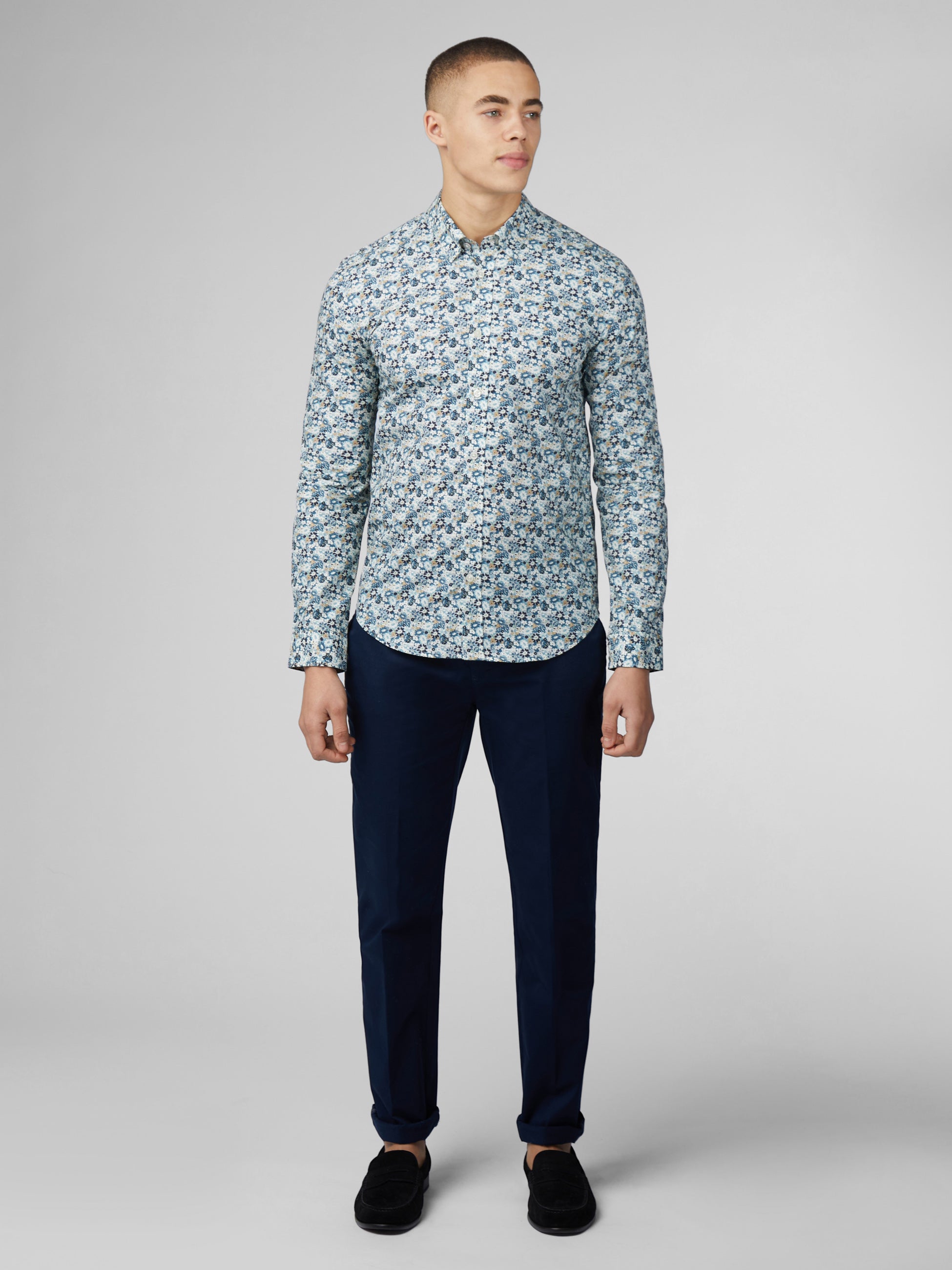 Signature Multicolor Floral Print Shirt - Petrol