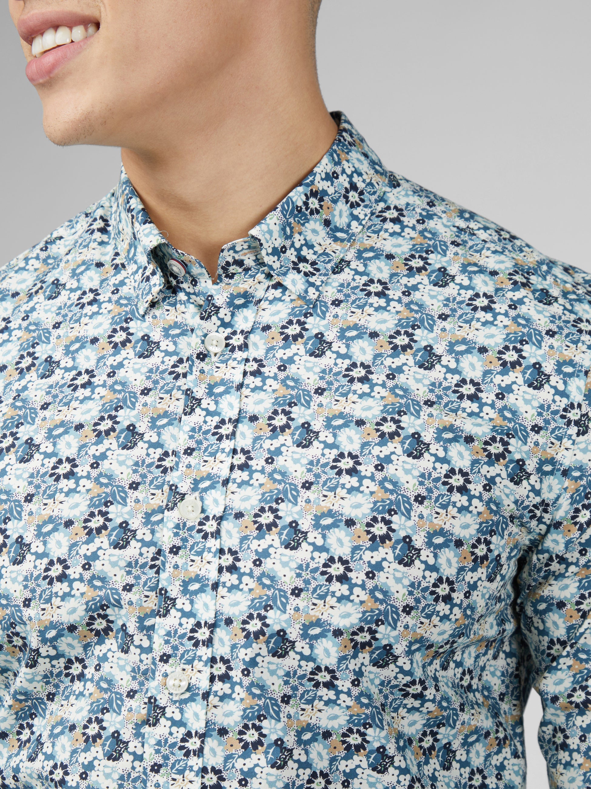 Signature Multicolor Floral Print Shirt - Petrol