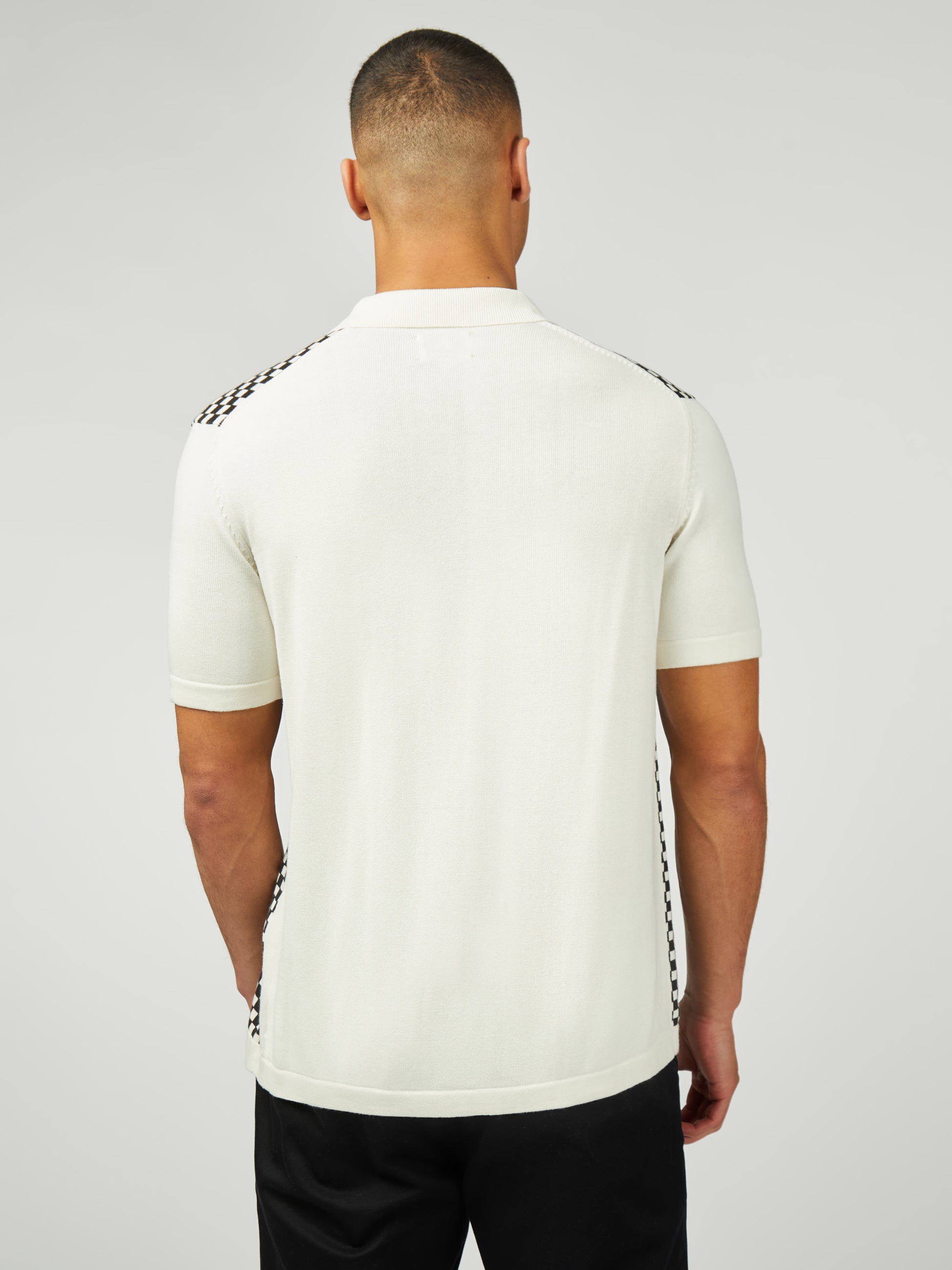 Ace Cafe Chequerboard Zip Through Polo - Ivory