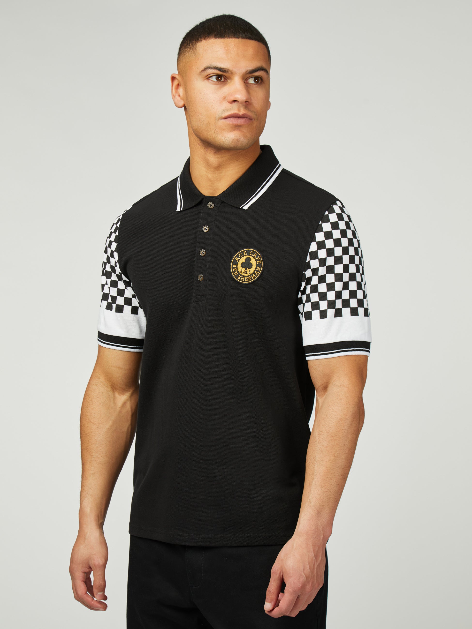 Ace Cafe Chequerboard Polo - Black