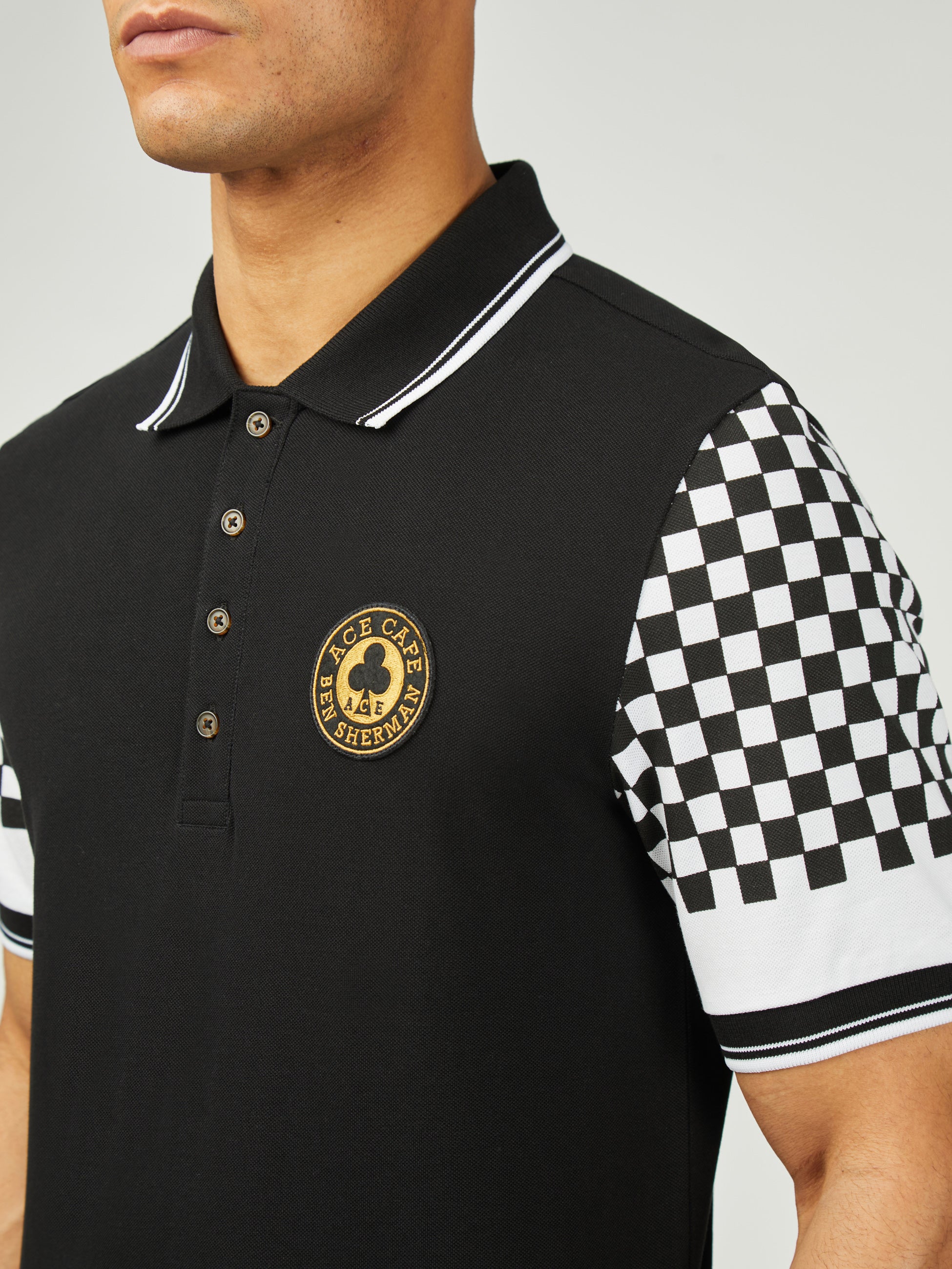 Ace Cafe Chequerboard Polo - Black