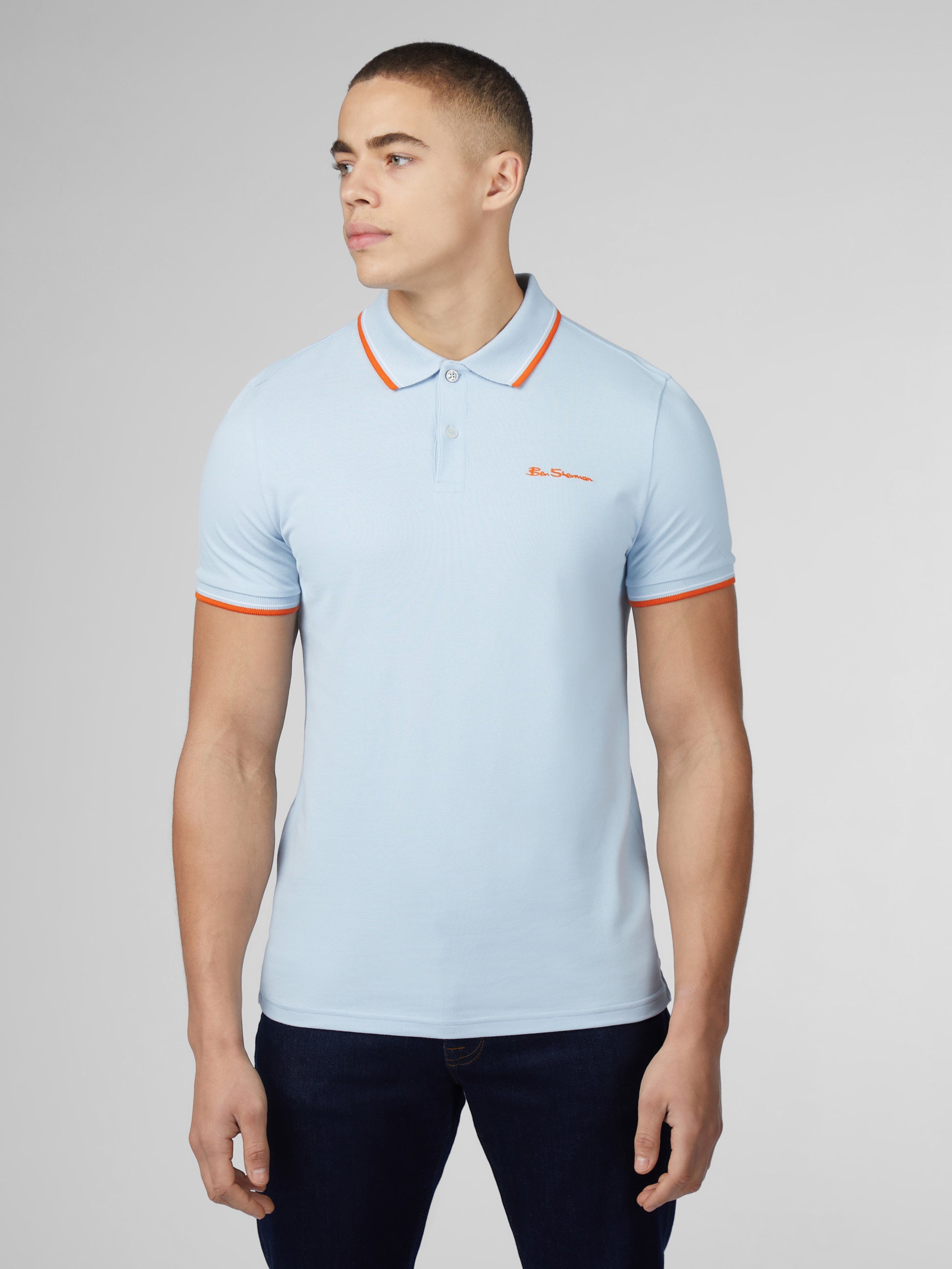 Signature Short Sleeve Polo - Pale Blue