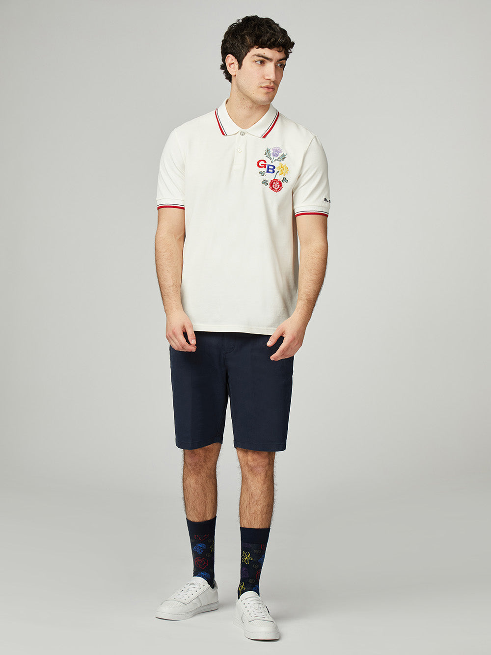 Team GB Floral Embroidered Pique Polo - Ivory