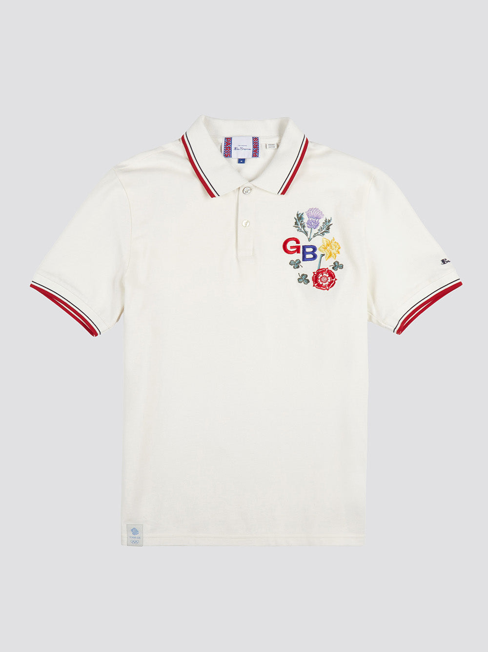 Team GB Floral Embroidered Pique Polo - Ivory