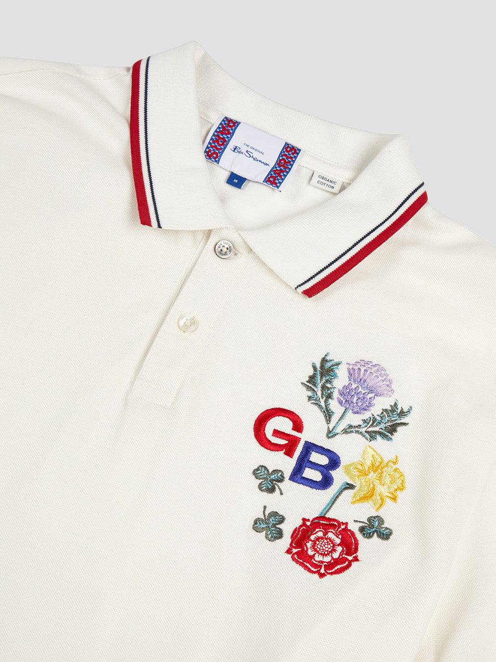 Team GB Floral Embroidered Pique Polo - Ivory