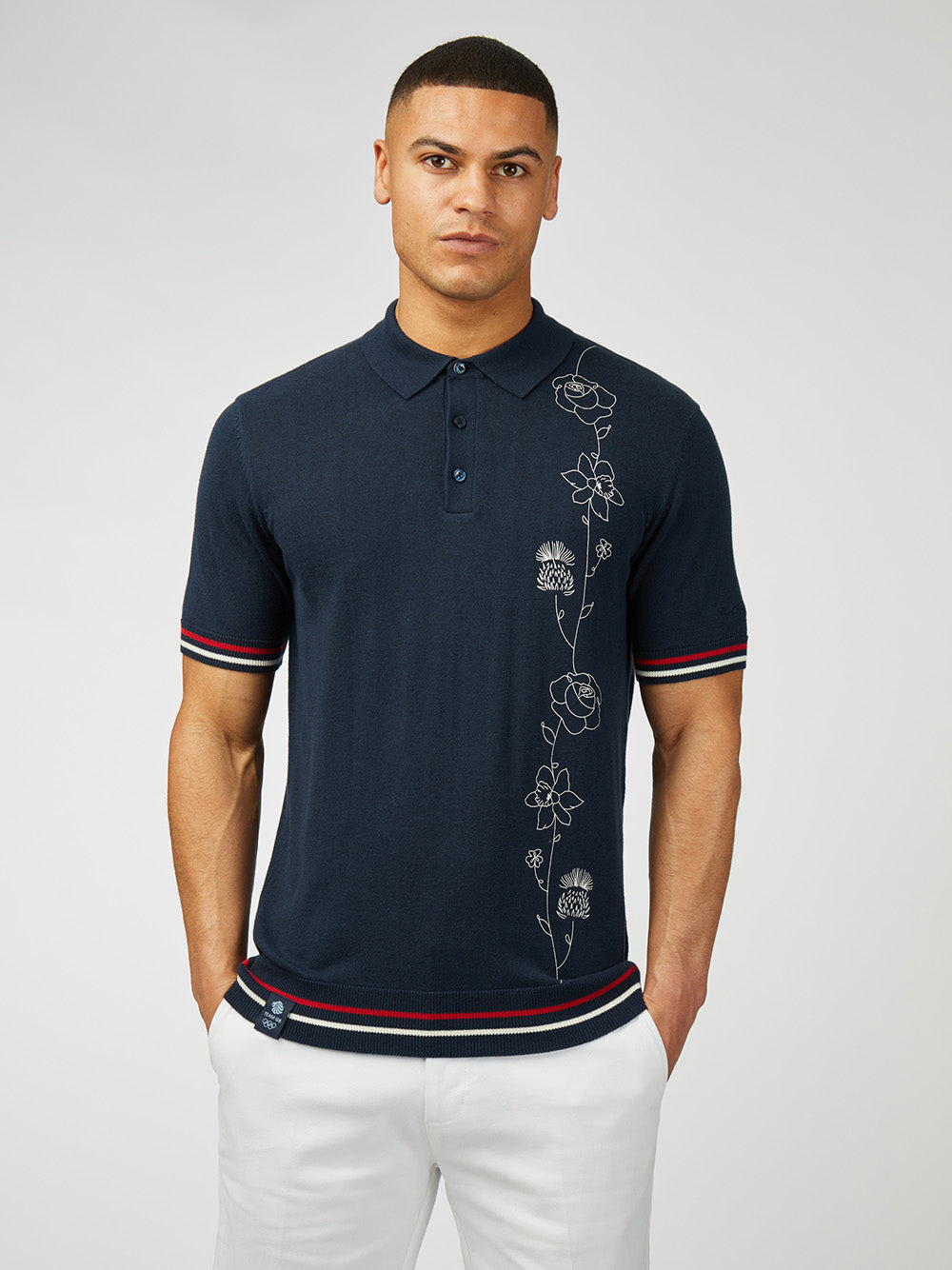 Team GB Floral Printed Polo - Dark Navy