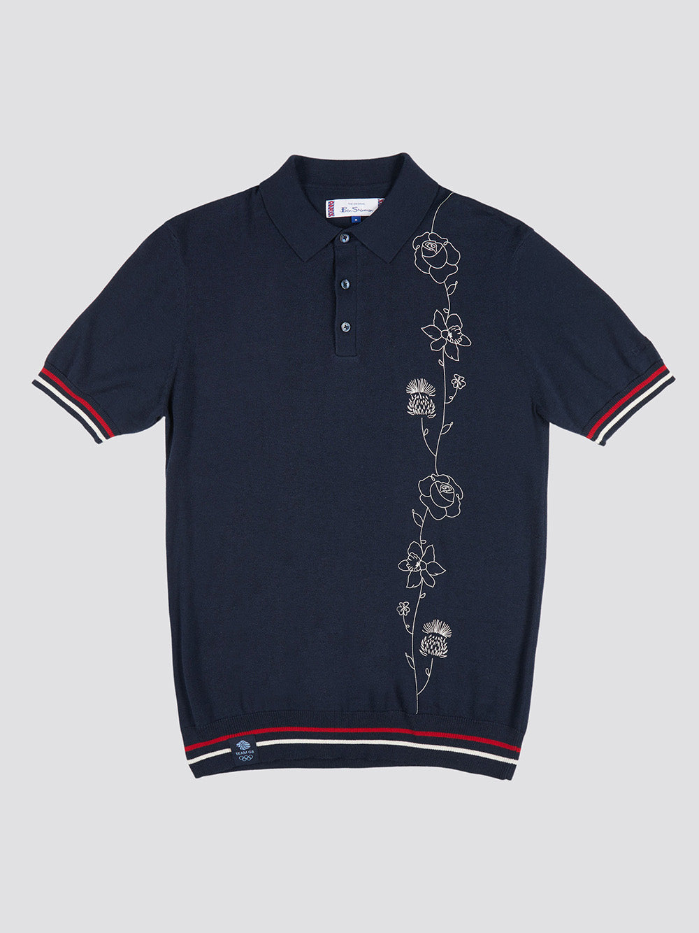 Team GB Floral Printed Polo - Dark Navy