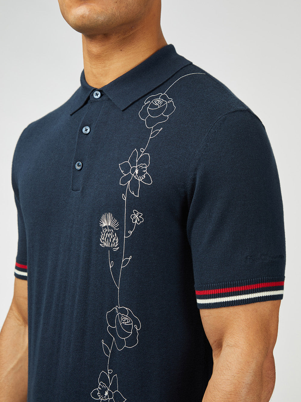 Team GB Floral Printed Polo - Dark Navy